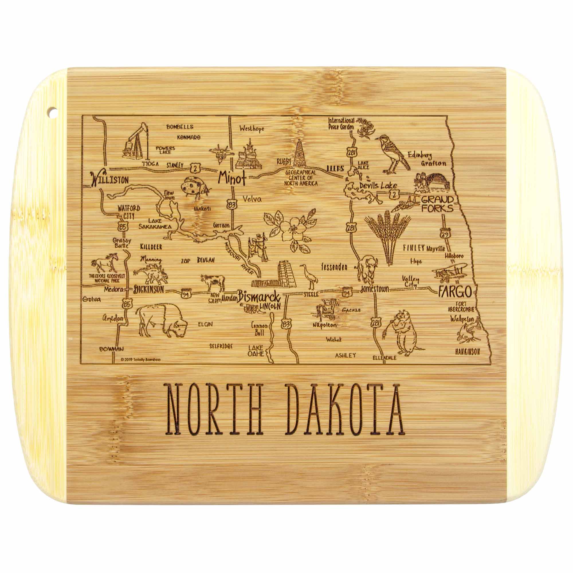 Premium North Dakota Themed Wooden Cutting Board - 11