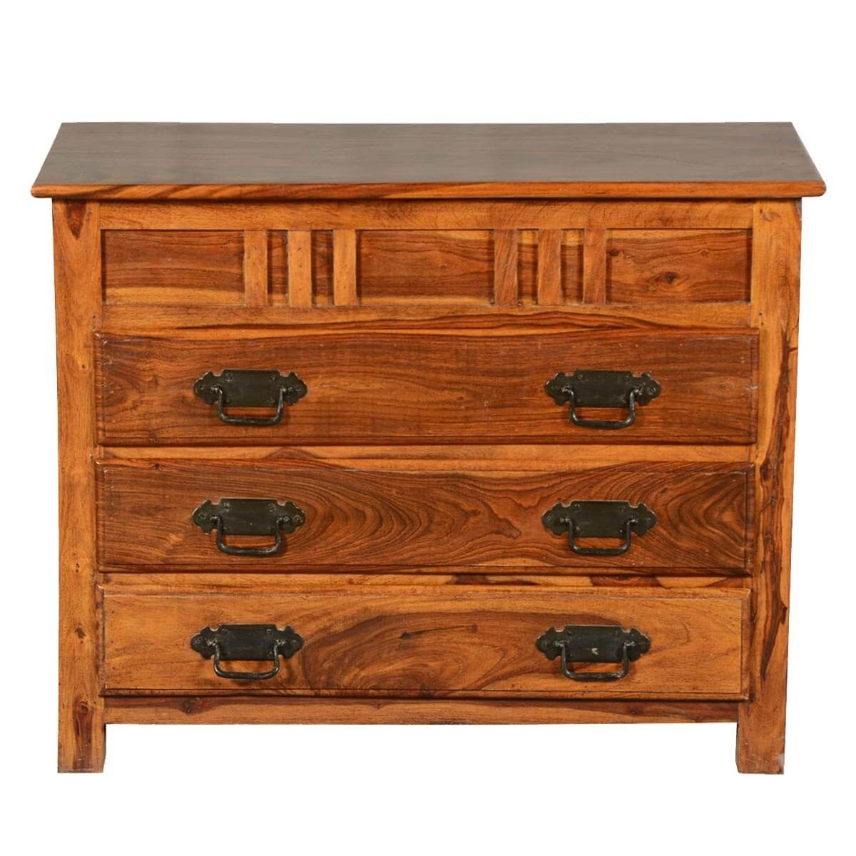 Premium Indian Solid Wood 3-Drawer Small Dresser Chest | Compact Storage for Bedroom, Nursery & Dorm | Handcrafted Wooden Dresser with Smooth Gliding Drawers