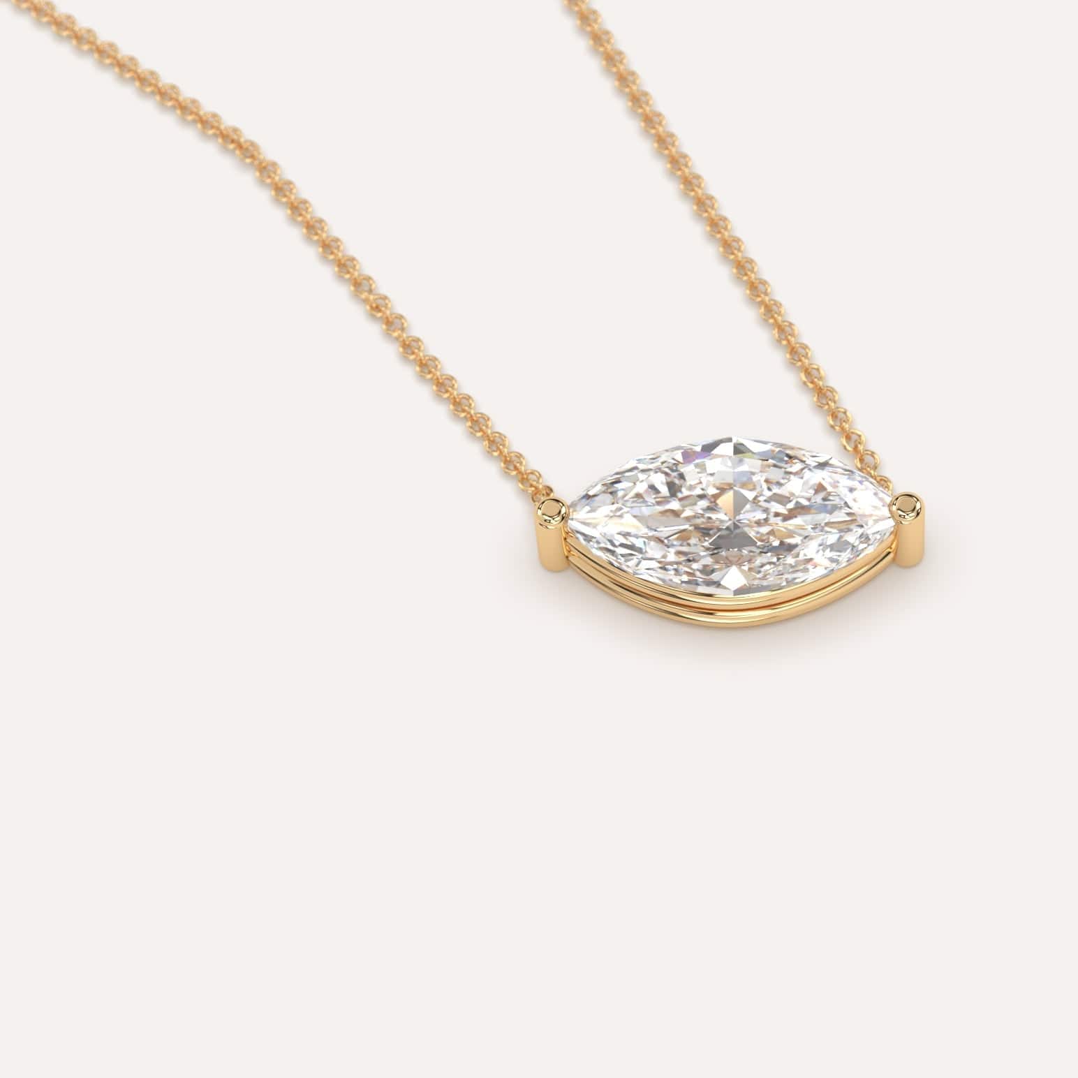 2 Carat Marquise Floating Diamond Necklace - 14K Gold Solitaire Pendant for Women - Perfect for Weddings, Anniversaries & Special Occasions