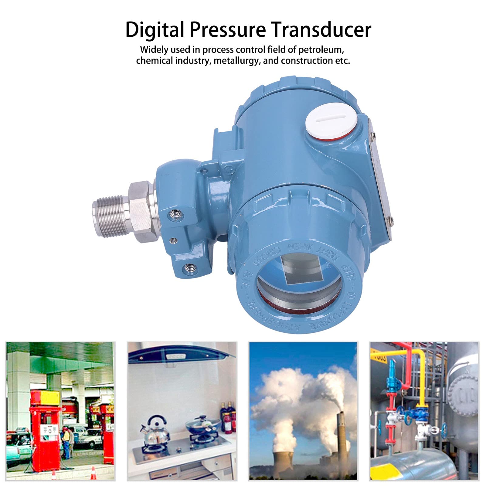 Professional Pressure Transducer for Industrial Use - High Accuracy Pressure Transmitter for Hydraulic Systems, HVAC, and Process Control Applications