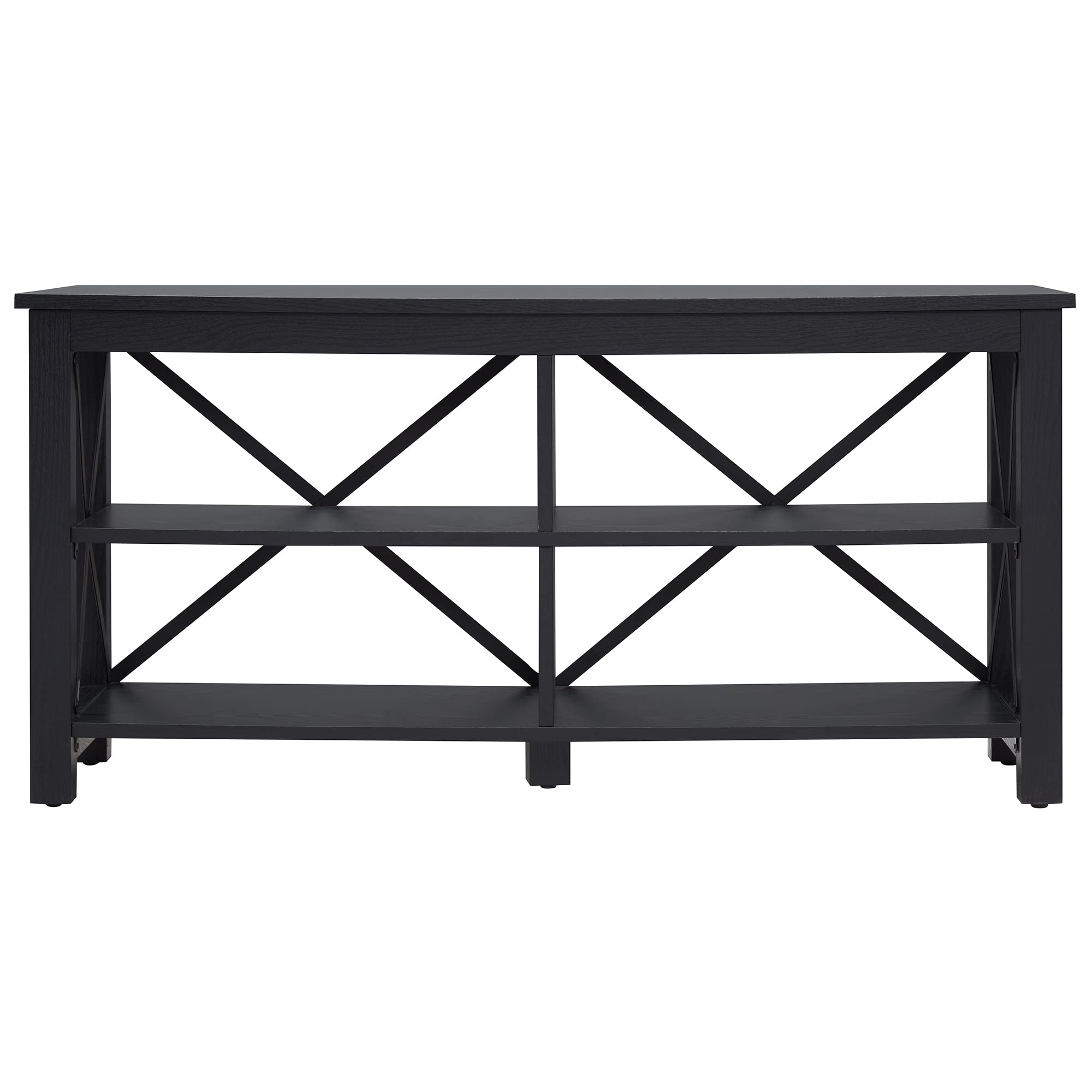 Henn&Hart 55 Inch Black Rectangular TV Stand - Modern Entertainment Center for Living Room, Bedroom & Home Theater