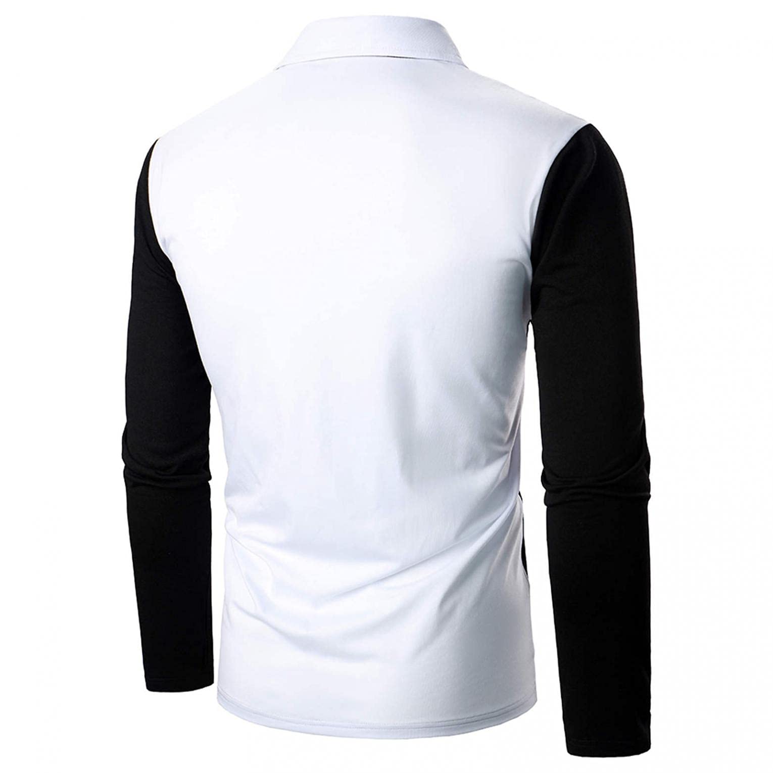 Men's Slim Fit Long Sleeve Polo Shirts - Classic Cotton Dress Shirts with Button Down Collar & Color Block Design - Perfect for Business Casual, Office Wear & Smart Outfits