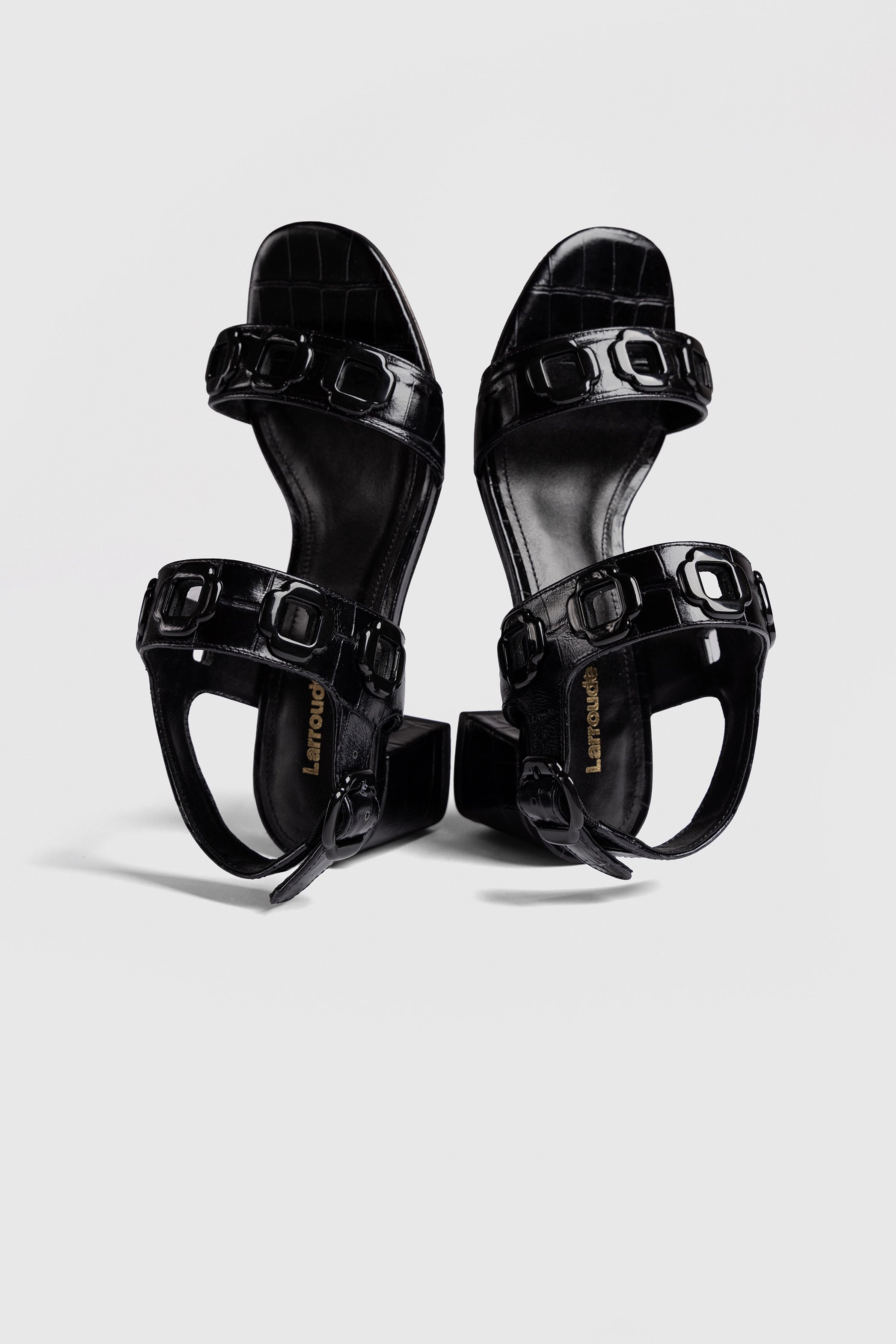 Milan Block Sandal Women's Black Crocodile Print Leather Platform Sandals - Comfortable Summer Shoes for Beach, Vacation & Casual Outings