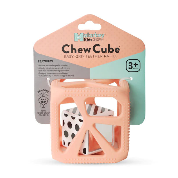 Peachy Pink Chew Cube for Kids - Sensory Chewing Toy for Autism, ADHD, and Stress Relief - BPA-Free Silicone Teether for Babies and Toddlers - Perfect for Home, School, and Travel Use