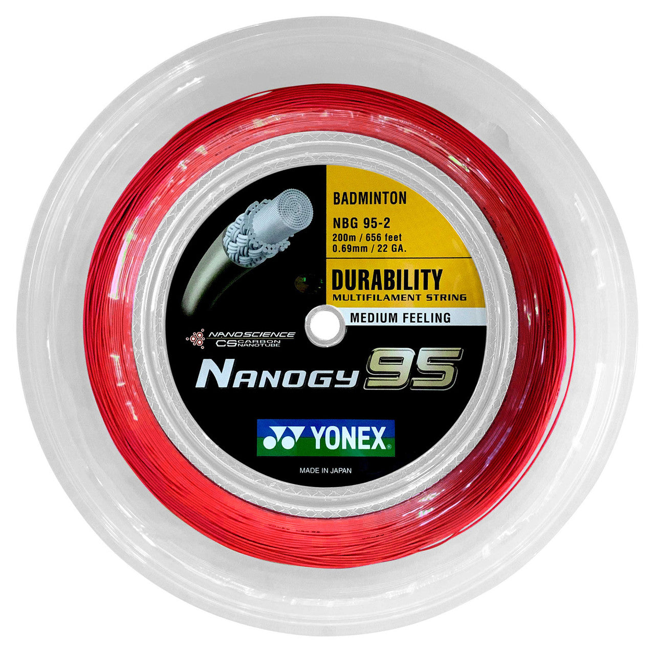 Yonex Nanogy 95 Badminton String Reel - High Performance Badminton String for Professional Players - Perfect for Tournament Play and Training Sessions
