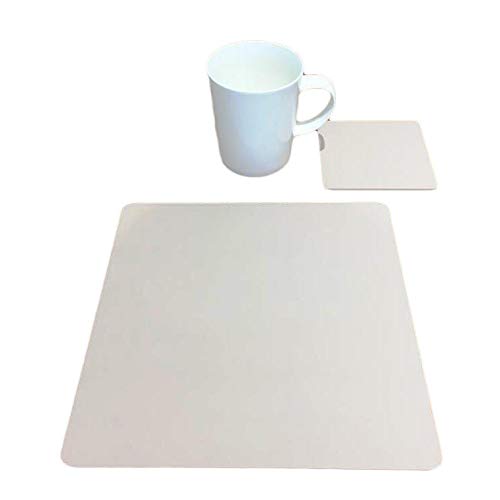 Square Placemat and Coaster Set for Dining Table - 6 Pack Large Latte Color Placemats with 6 Matching Coasters - Perfect for Home, Restaurant, and Office Use
