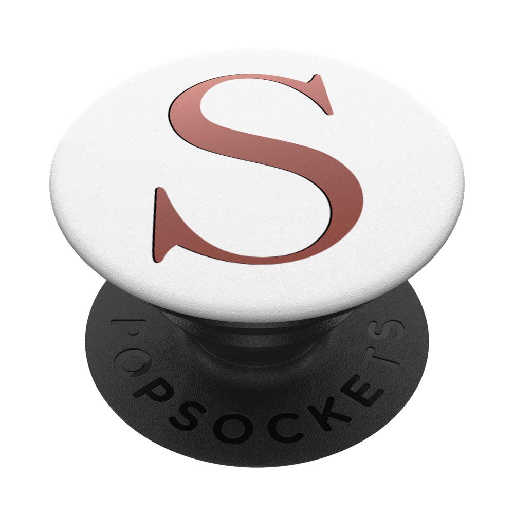 Rose Pink Letter S Monogram PopSocket Swappable PopGrip - White Background Custom Phone Grip for iPhone, Samsung & Smartphones | Perfect for Selfies, Calls & Secure Phone Handling