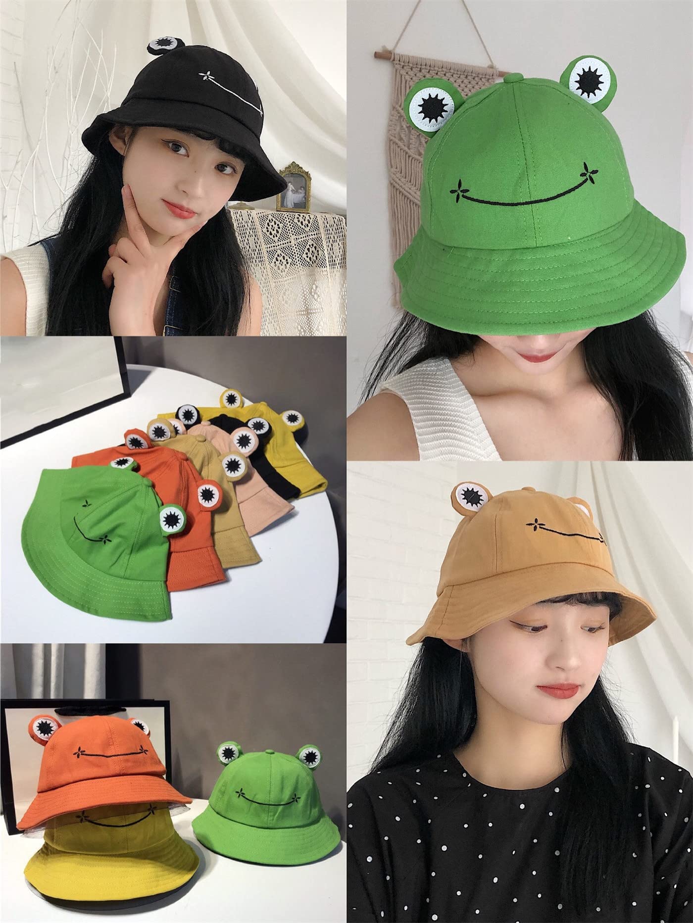 LELEBEAR Frog Bucket Hat for Adults & Teens - Cute Cotton Fisherman Hat for Men & Women | Perfect for Summer Beach, Outdoor Adventures & Fashion Accessories