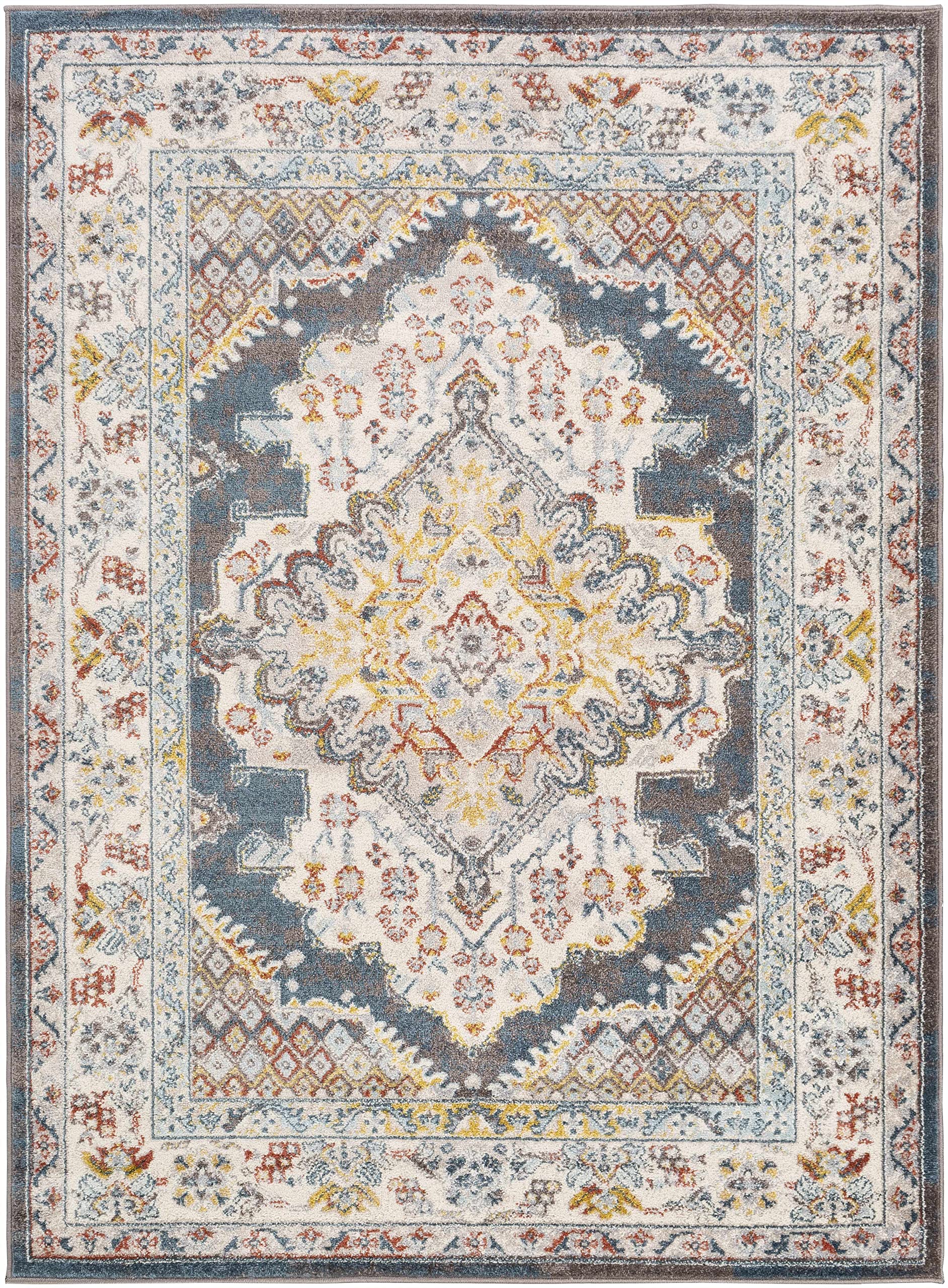 Millican Traditional Brown & Blue Area Rug 5'2