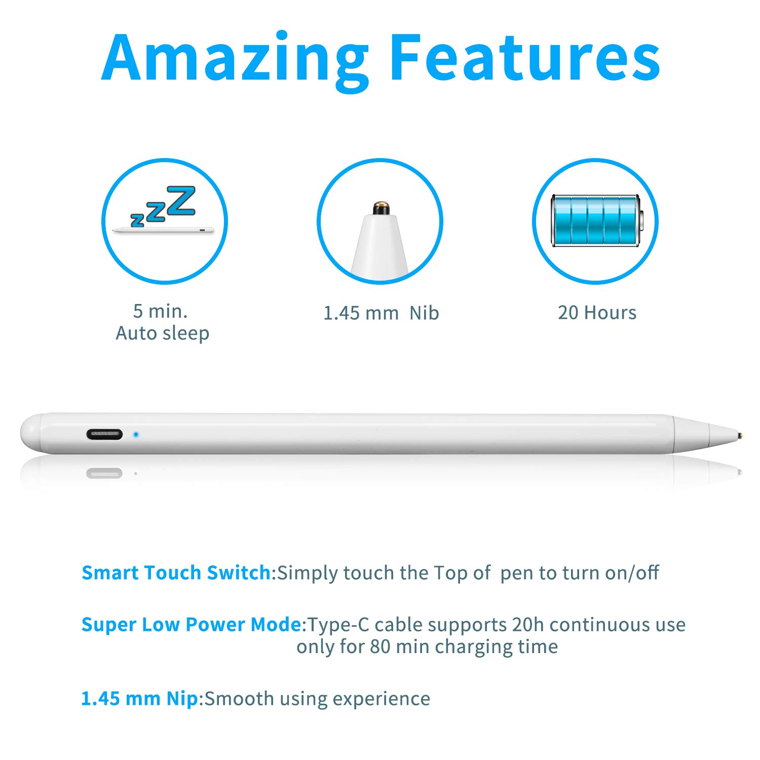 2022 HP Chromebook X360 Active Stylus Pen - Ultra Fine Tip, Rechargeable, Touch-Control for Drawing & Writing, White - Perfect for Students, Professionals, and Digital Artists