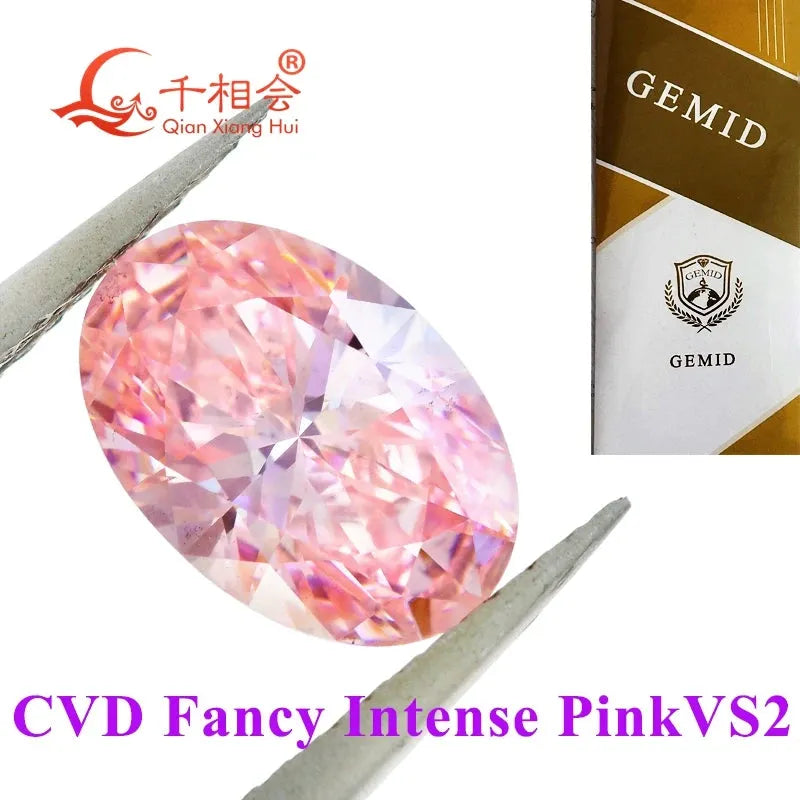 1.1ct & 1.58ct Fancy Light Pink CVD Lab Grown Diamond - Oval Shape, VS1 Clarity, GEMID Certified Loose Stone for Engagement Rings & Jewelry Making