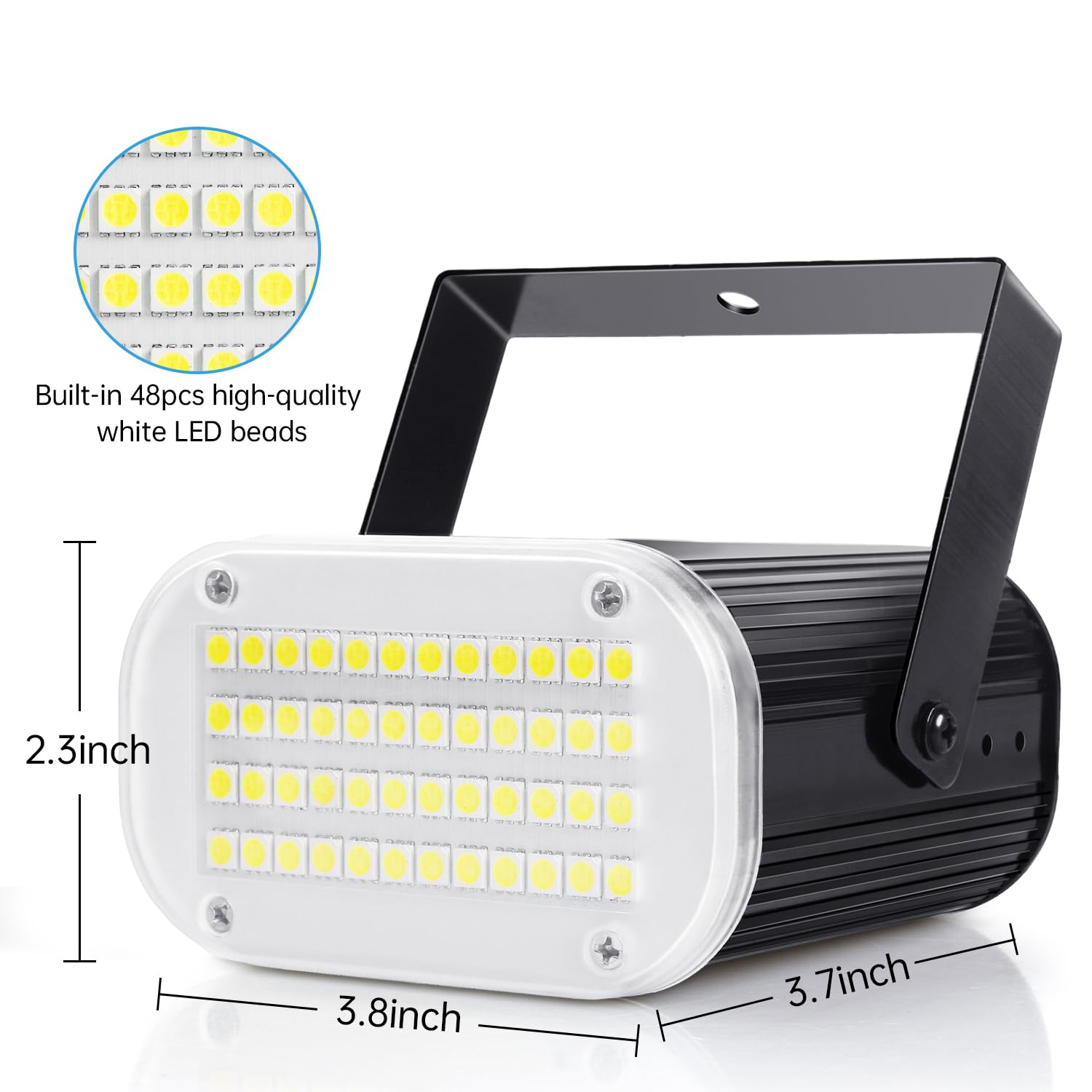 Luditek 6-Pack Mini Halloween White LED Strobe Lights - Sound Activated, Adjustable Flash Speed, 48 Super Bright Party Lights for DJ, Dance, Karaoke, Indoor & Outdoor Decorations | Perfect for Halloween Parties, Club Events, and Home Disco Nights