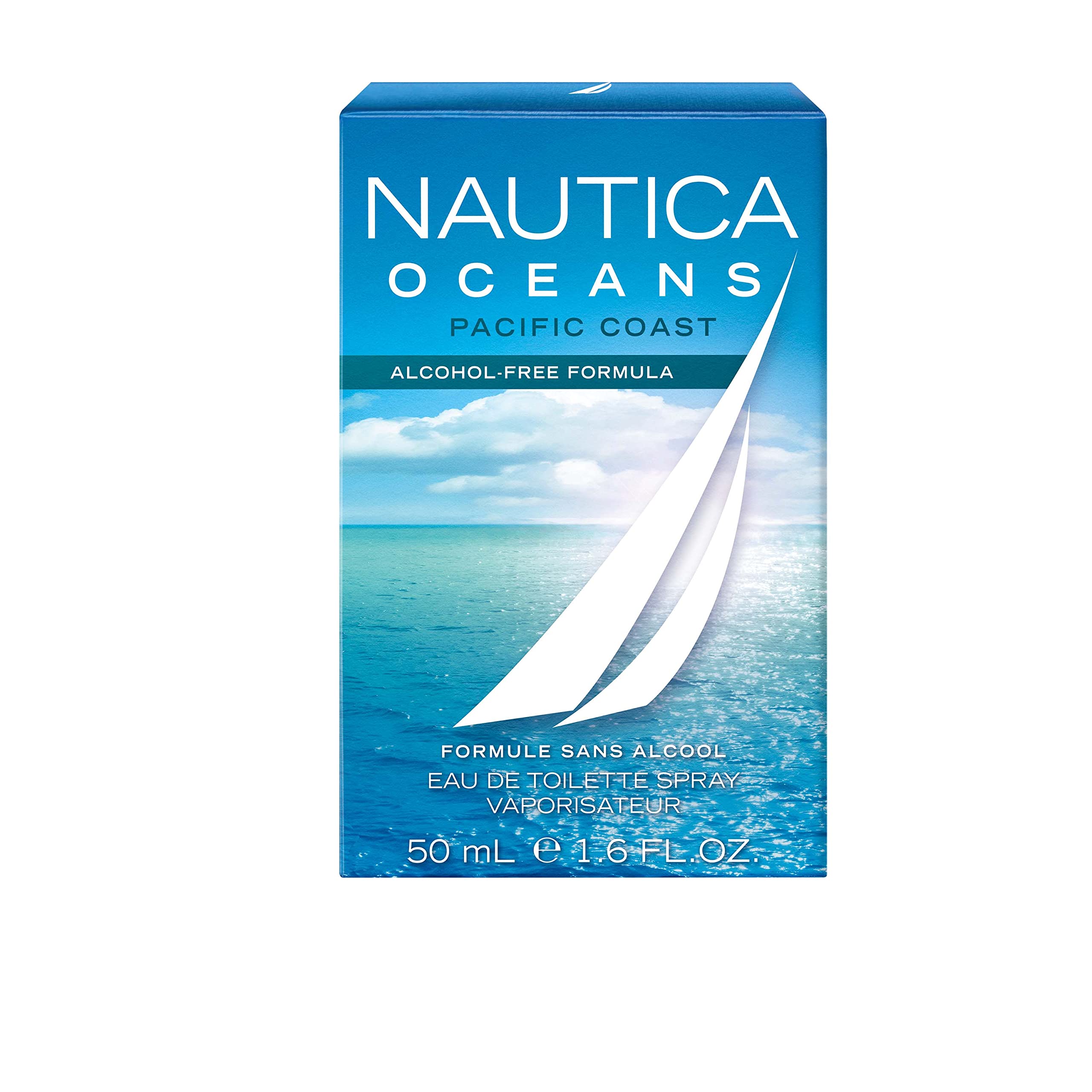 Nautica Oceans Pacific Coast Men's Eau de Toilette - 1.6 oz Fresh Apple, Cyclamen & Amberwood Scent | Long Lasting Daily Cologne | Travel Size Perfume for Work, Gym & Outdoor Adventures
