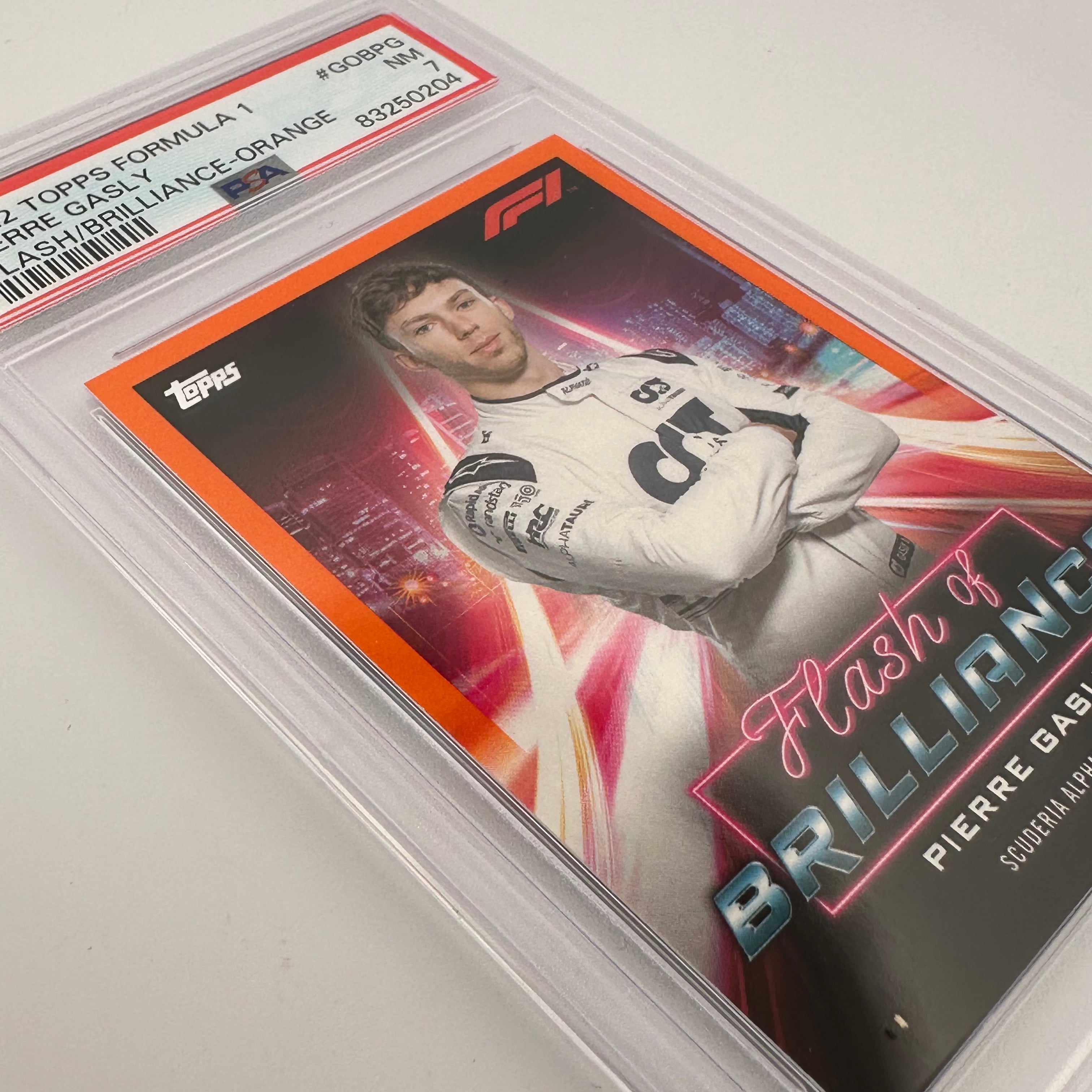 PSA 7 Graded 11/25 Pierre Gasly Flash #Gobpg Flash Of Brilliance Orange - Rare F1 Racing Card for Collectors & Fans