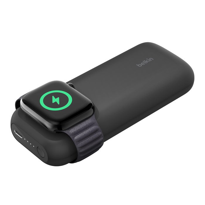 Belkin 10K mAh Portable Power Bank with Built-in Apple Watch Charger - Fast Charging for iPhone, Android & Smartwatches - Perfect for Travel, Camping & Emergency Power Backup