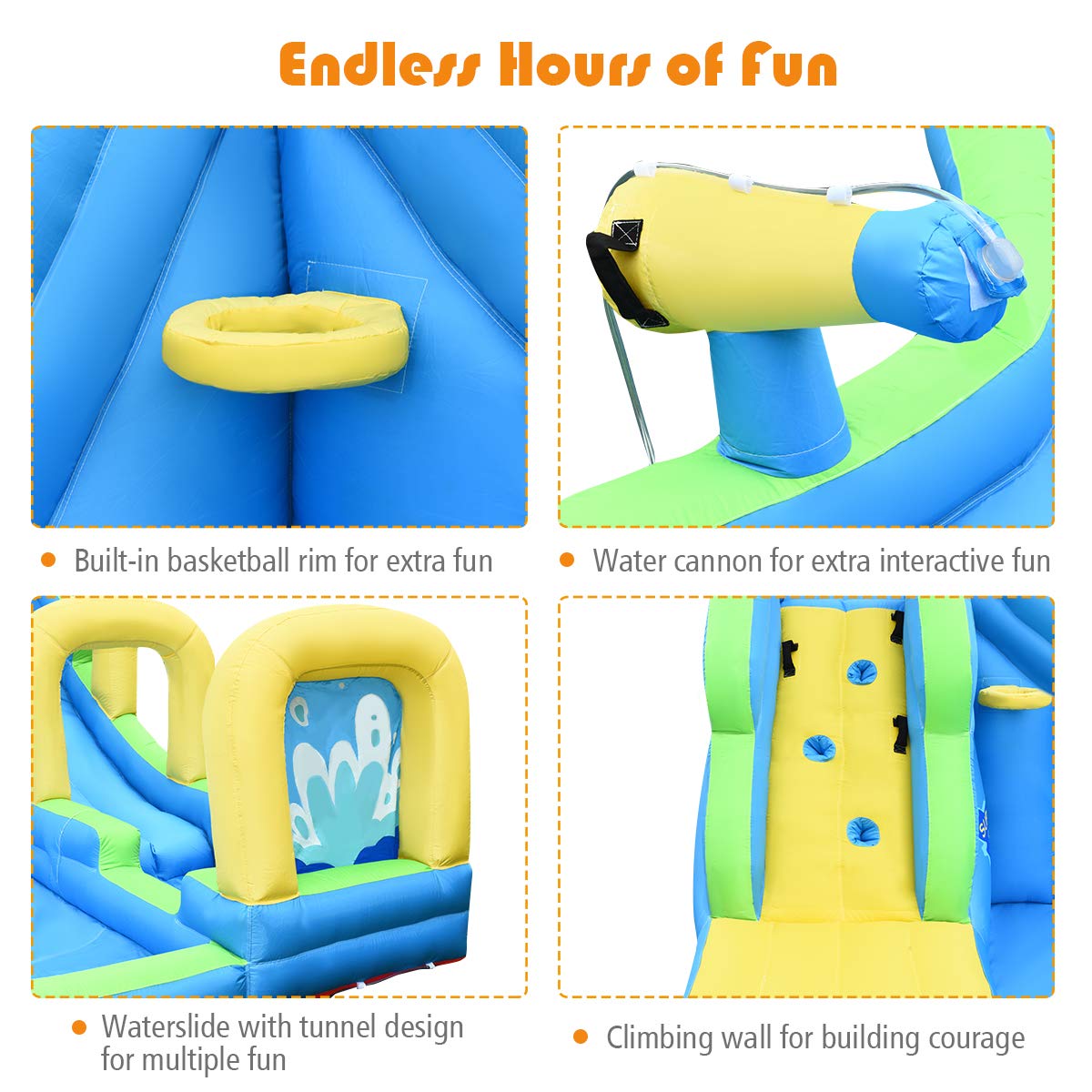 BOUNTECH 16x12FT Inflatable Water Slide for Kids & Adults - Mega Backyard Waterslide Park with Adventure Slide, Splash Pool & Climbing Wall - Outdoor Summer Party Toy for Birthday, BBQ & Family Gatherings
