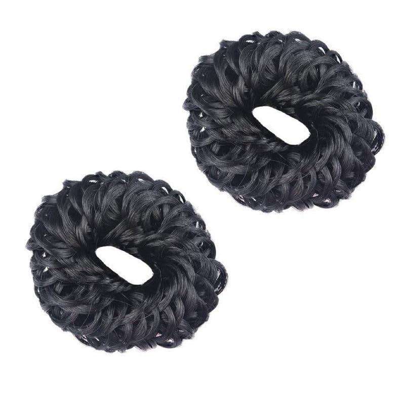 CHRONEX 2PCS Synthetic Ruffles Hair Bands for Women - Stretchy Rubber Hair Accessories for Ponytails, Braids & Updos - Perfect for Daily Wear, Parties & Special Occasions