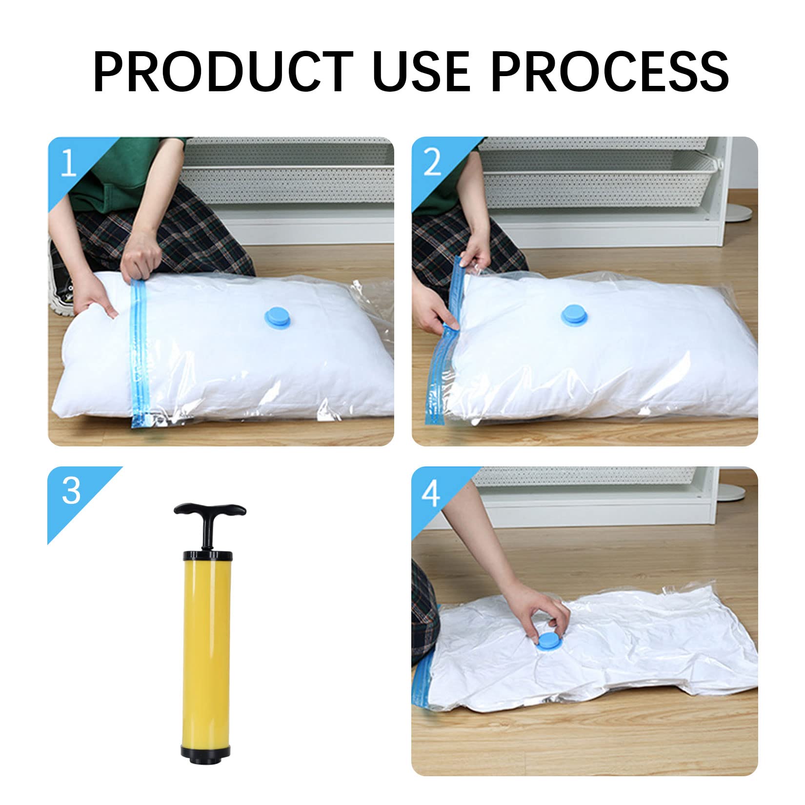 6 Pack Jumbo Vacuum Storage Bags with Hand Pump - Space Saving Compression Bags for Clothes, Pillows, Quilts | Perfect for Travel, Home Organization & Seasonal Storage
