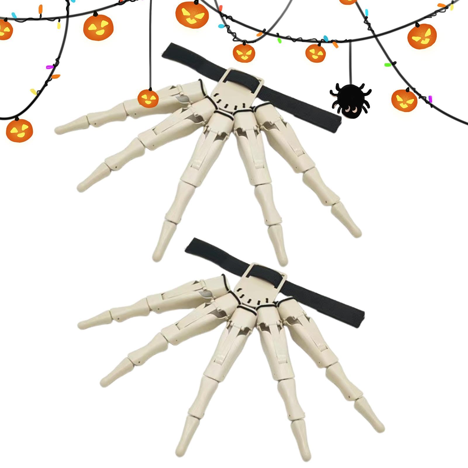 Durable Articulated Finger Extensions - 2 Pack Long Creepy Halloween Devil Claws for Cosplay, Skeleton Hands - Perfect for Halloween Costumes, Cosplay Events, and Theatrical Performances
