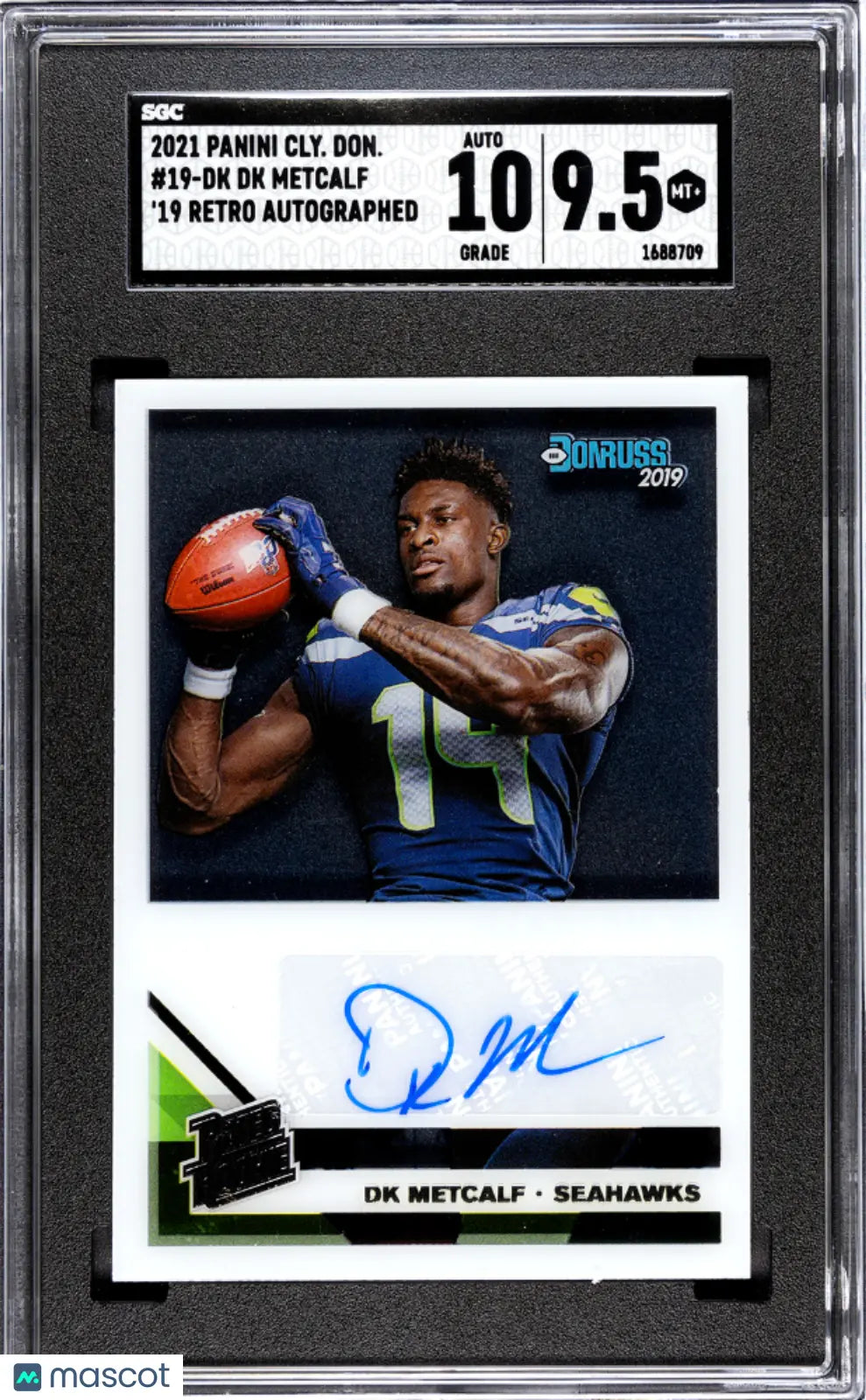 2021 Panini Clearly Donruss DK Metcalf '19 Rated Rookie Retro Auto SGC 9.5 Gem Mint - Football Trading Card for Collectors & Sports Fans - Perfect for Display, Investment & Memorabilia Collections