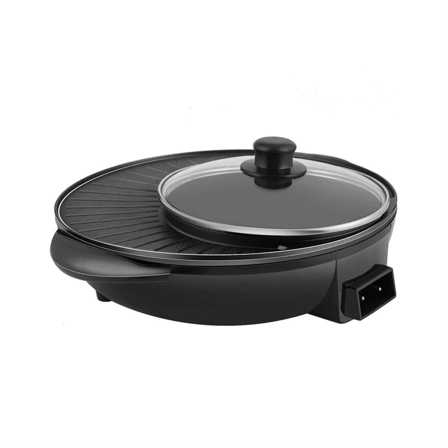 XJJZS Electric Hot Pot & Grill Combo - Indoor Smokeless Korean BBQ Grill with Dual Temperature Control - Perfect for Home Cooking, Family Gatherings & Asian Hot Pot Parties