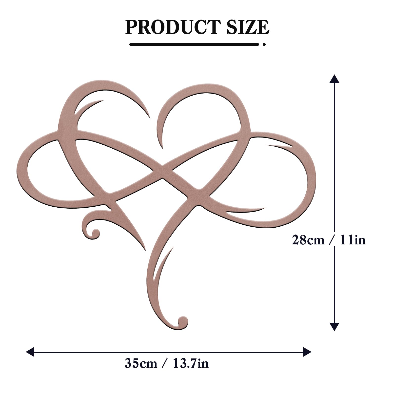 Infinity Heart Metal Wall Art - Elegant Love Sign Plaque for Home & Wedding Decor - Geometric Steel Wall Hanging for Bedroom, Living Room - 11.4x13.7 Inch Champagne Finish - Perfect for Anniversary Gifts & Romantic Home Accents