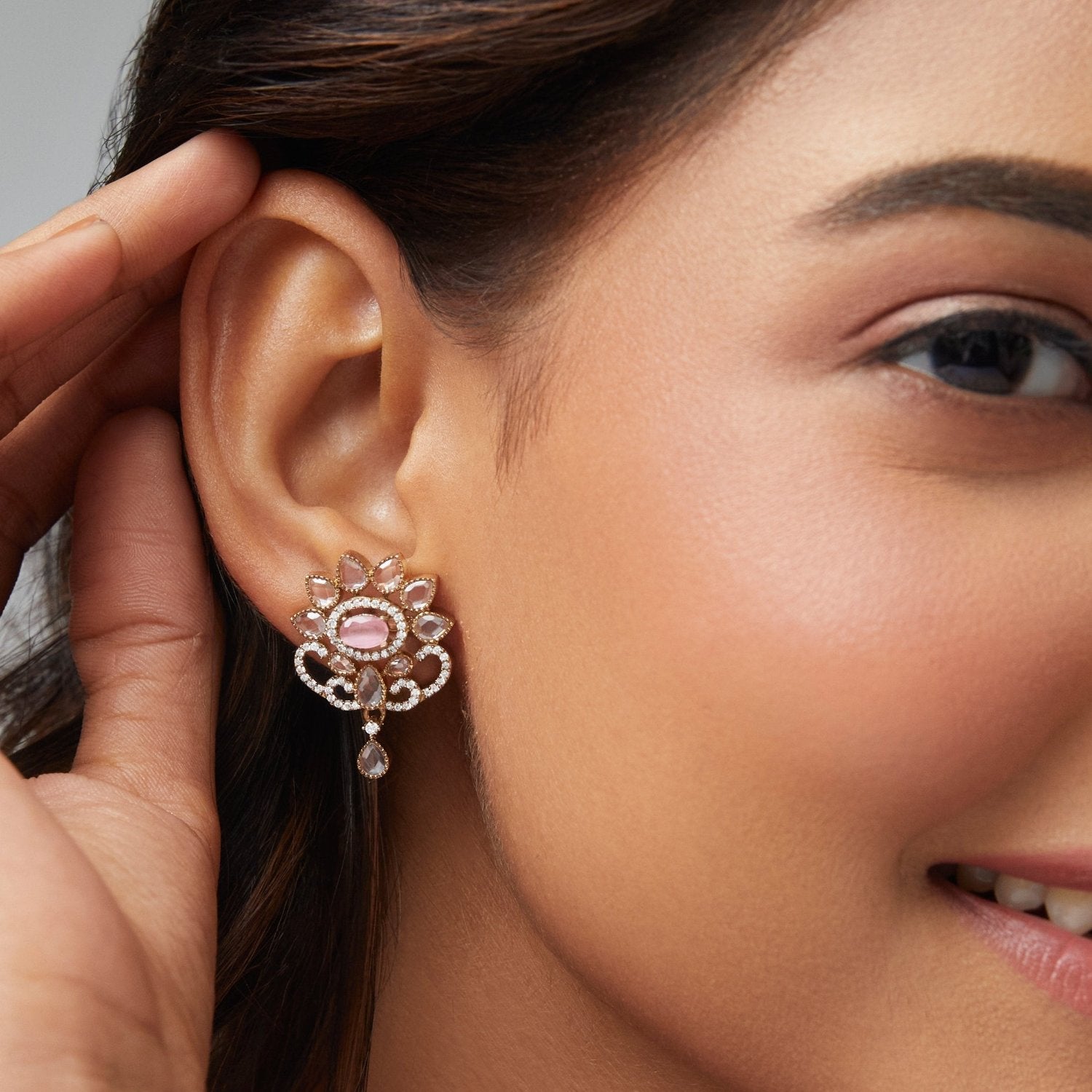 Elysia CZ Pink Stud Earrings for Women – Sparkling Cubic Zirconia Rose Gold Earrings – Perfect for Valentine's Day, Anniversary, Birthday Gifts & Everyday Wear
