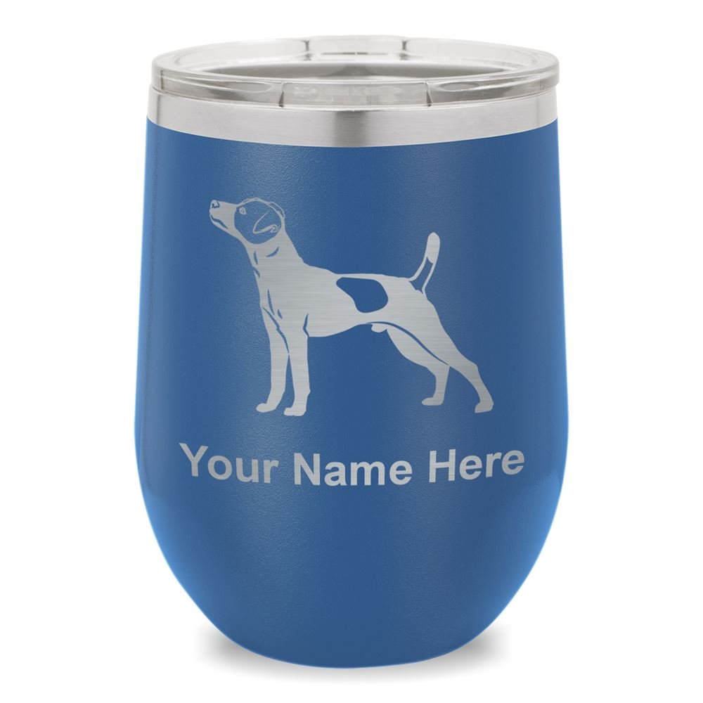 Personalized Jack Russell Terrier Wine Glass Tumbler with Engraving - Dark Blue Dog Lover Gift for Wine Enthusiasts, Perfect for Parties, Gifts & Home Decor