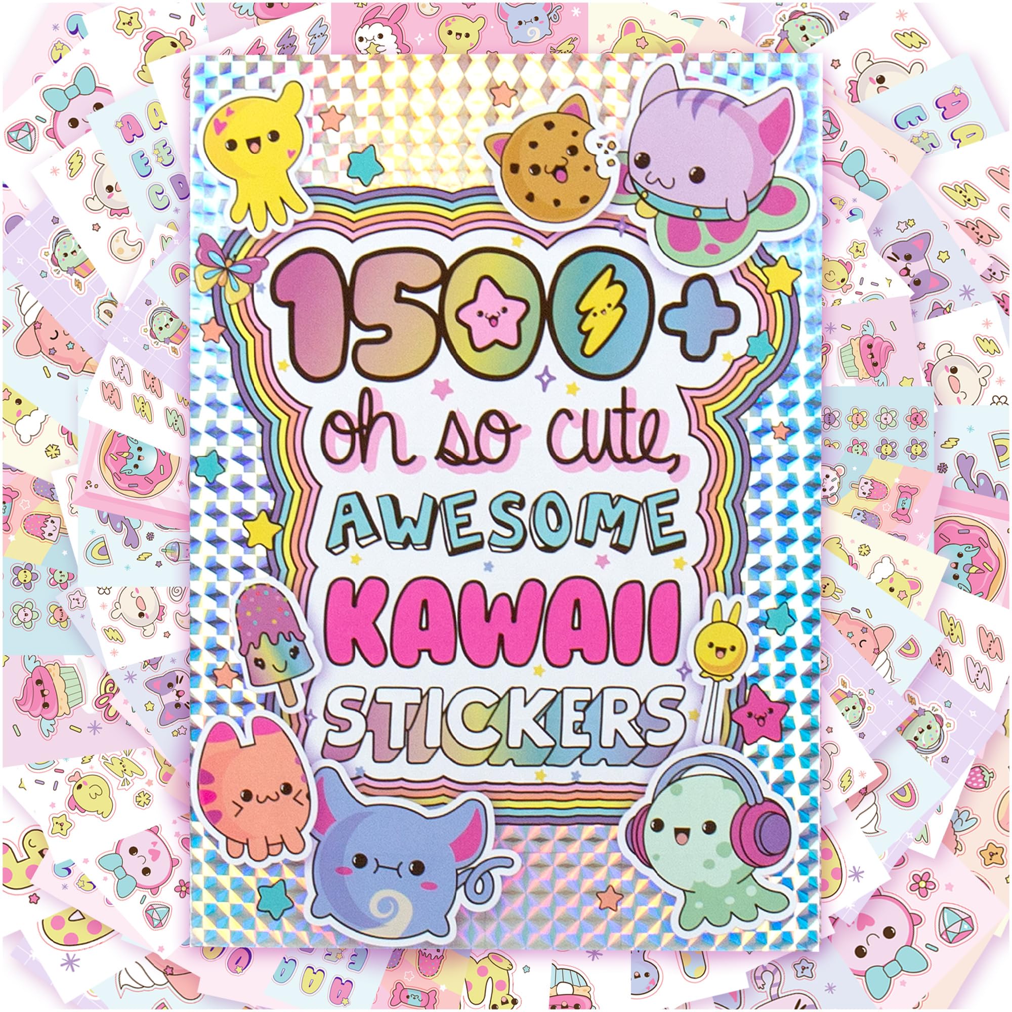 Just My Style 1500+ Cute Kawaii Stickers Set - 43-Page Sticker Book for Scrapbooking, Journaling, Planners & DIY Crafts - Includes Letter Stickers, Happy Planner Stickers, Laptop & Water Bottle Decals - Perfect for Kids, Teens & Adults - Great for School, Office, Home Decor & Gift Giving