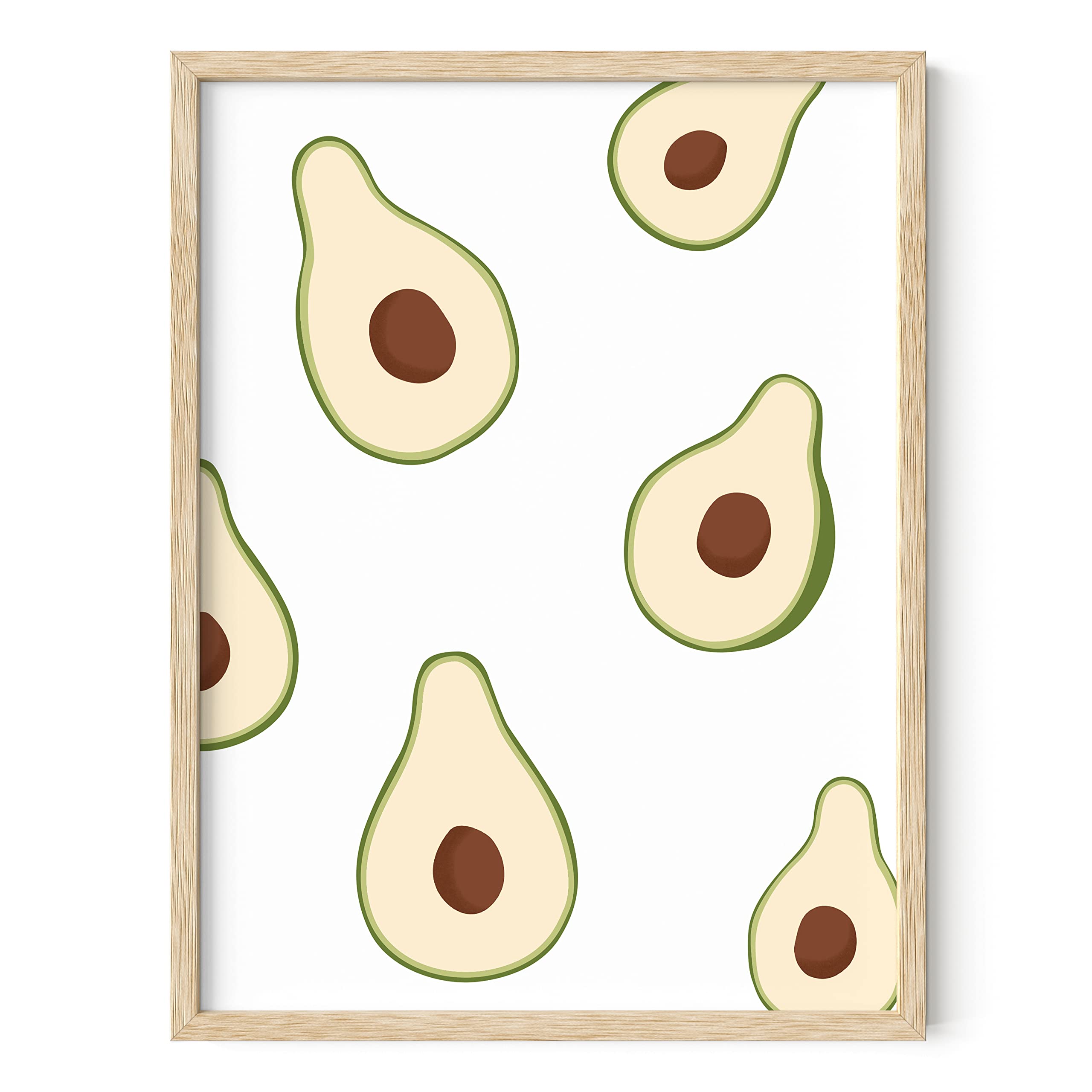 HAUS AND HUES Avocado Fruit Poster - Modern Kitchen Wall Art Decor with Beige Frame (12x16) | Perfect for Farmhouse, Apartment & Restaurant Decor | Fruit-Themed Home & Office Wall Decor