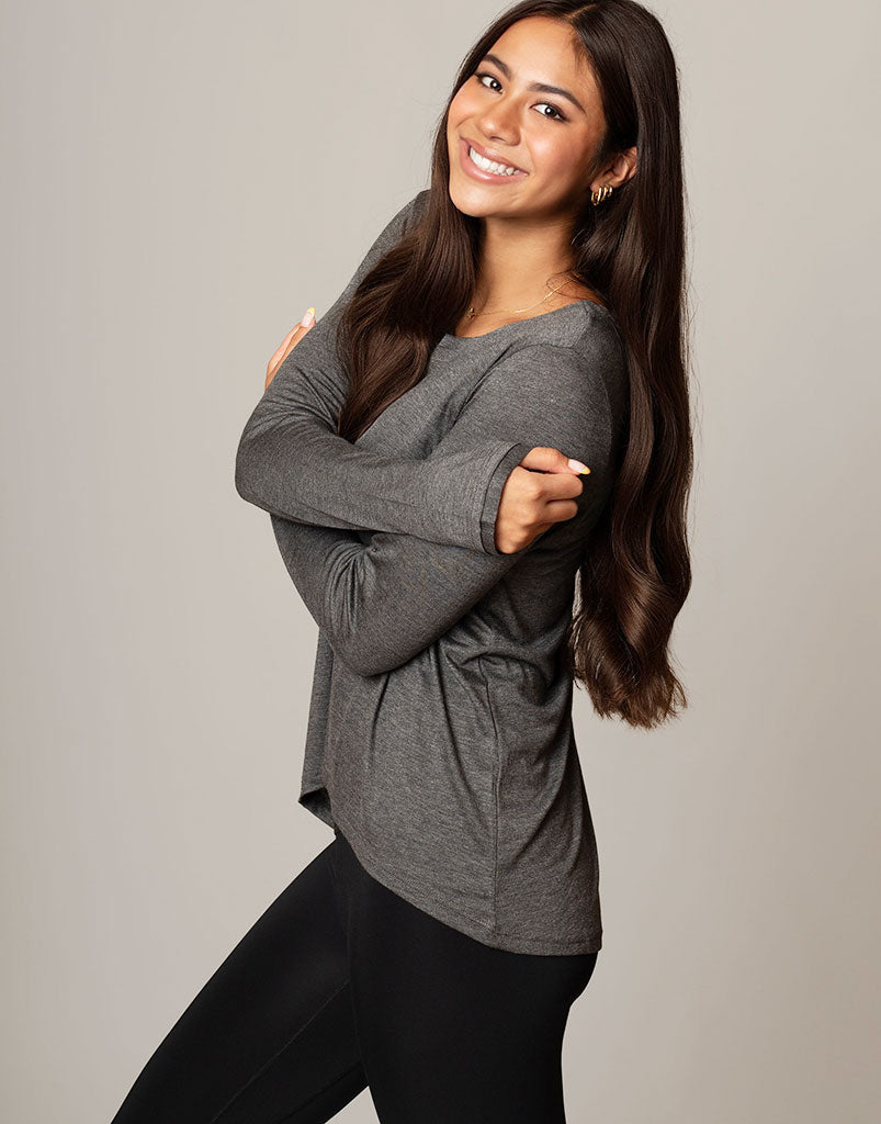 Sunday Long Tee Charcoal - Soft & Comfortable Long Sleeve T-Shirt for Men & Women | Perfect for Casual Wear, Layering & Everyday Outfits