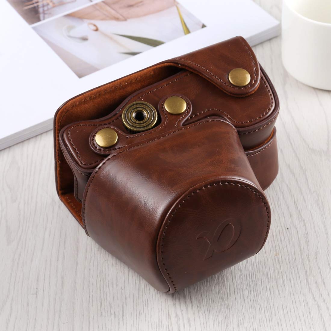 Premium PU Leather Camera Case Bag with Adjustable Strap for Sony A6400/ILCE-6400 - Durable Full Body Protection for Travel & Outdoor Photography