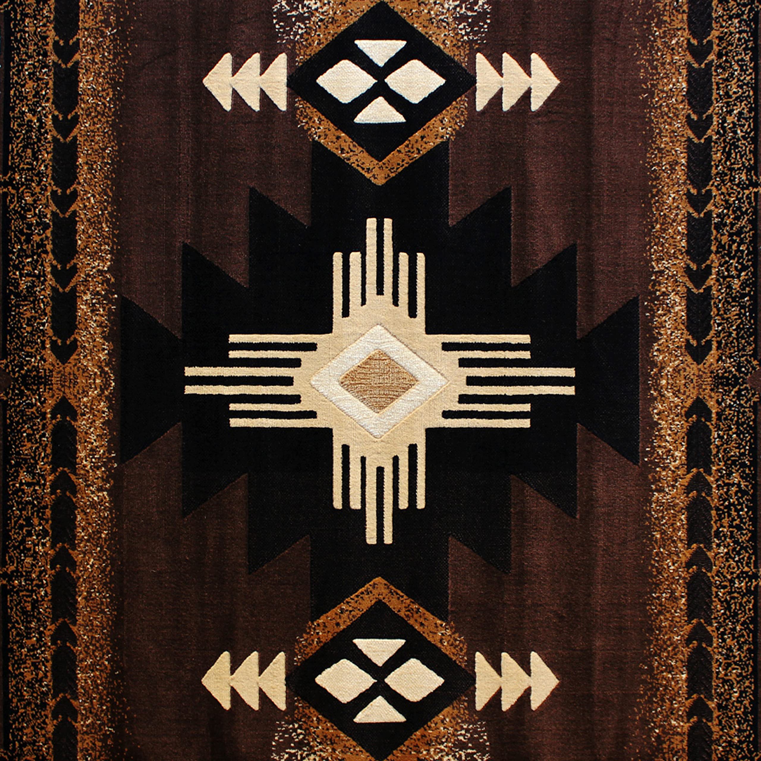 Flash Furniture Mohave Traditional Southwestern Style Area Rug 5' x 7' - Rustic Chocolate Brown Olefin Rug with Jute Backing - Perfect for Living Room, Bedroom, or Southwestern Home Decor