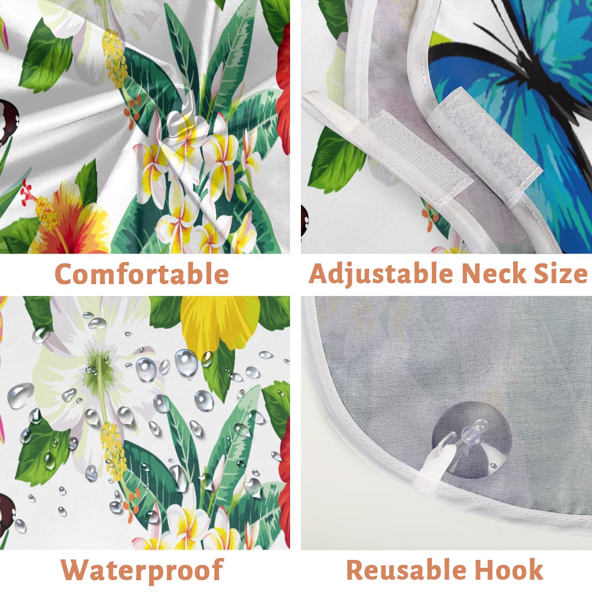 **Non-Slip Beard Bib with Suction Cups - Tropical Floral Hibiscus Butterfly Design for Men - Waterproof Shaving Apron & Grooming Cape - Perfect Gift for Husband, Dad - Ideal for Home Grooming & Barber Shops**