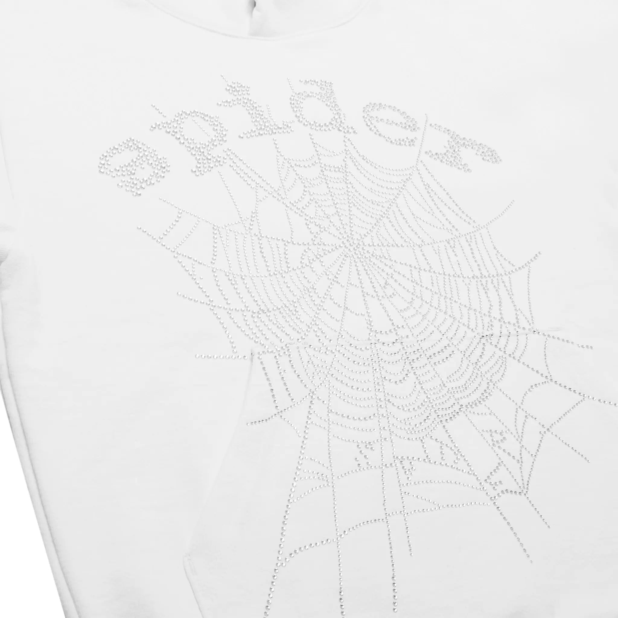 Sp5der OG Rhinestone Logo White Hoodie for Men & Women - Trendy Streetwear Fashion for Casual Outfits & Urban Style