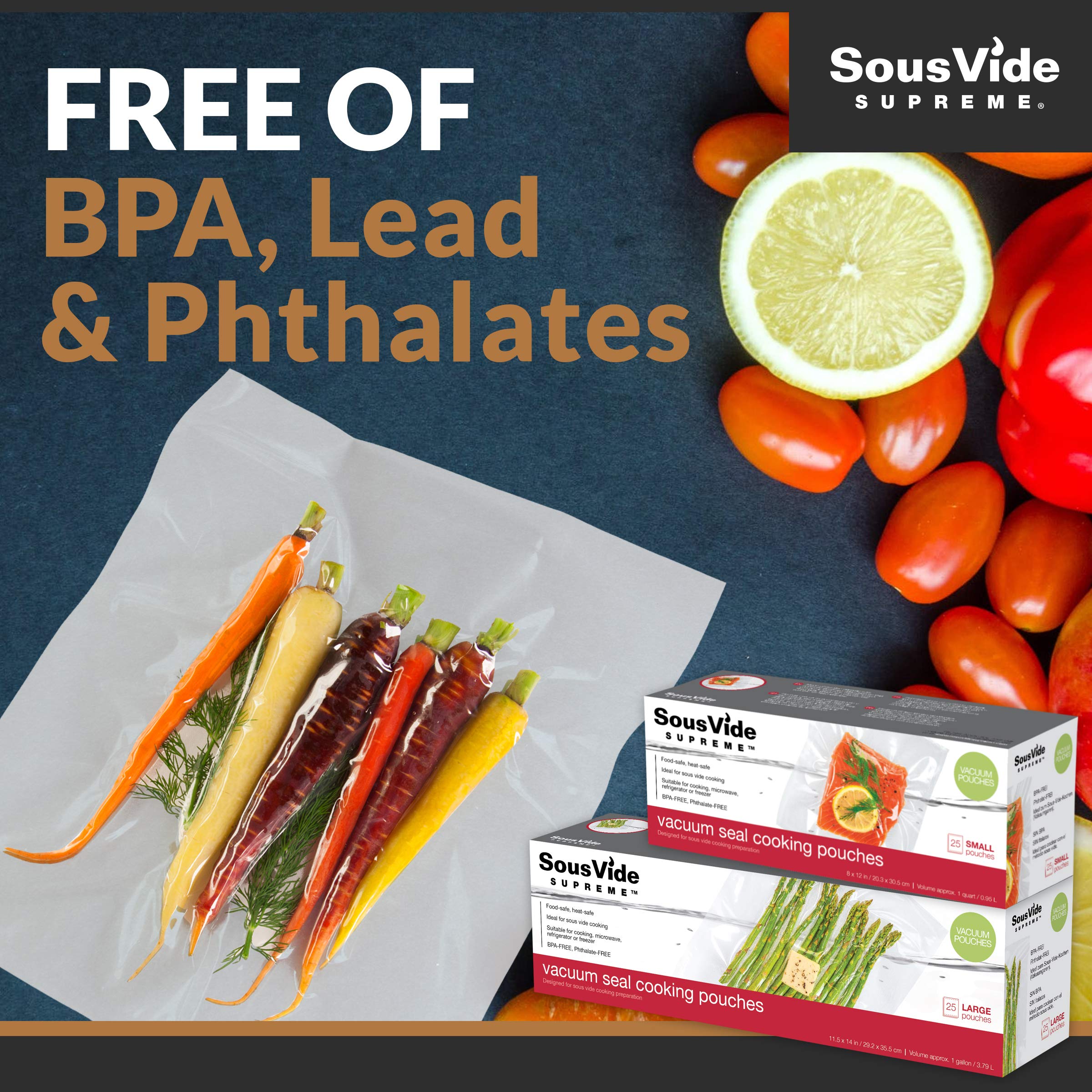 Premium Sous Vide Vacuum Seal Cooking Bags - 8x12 Inches, 1 Quart (25 Pack) | BPA-Free Food Grade Plastic | Perfect for Meat, Fish & Vegetables | Home Kitchen & Restaurant Use