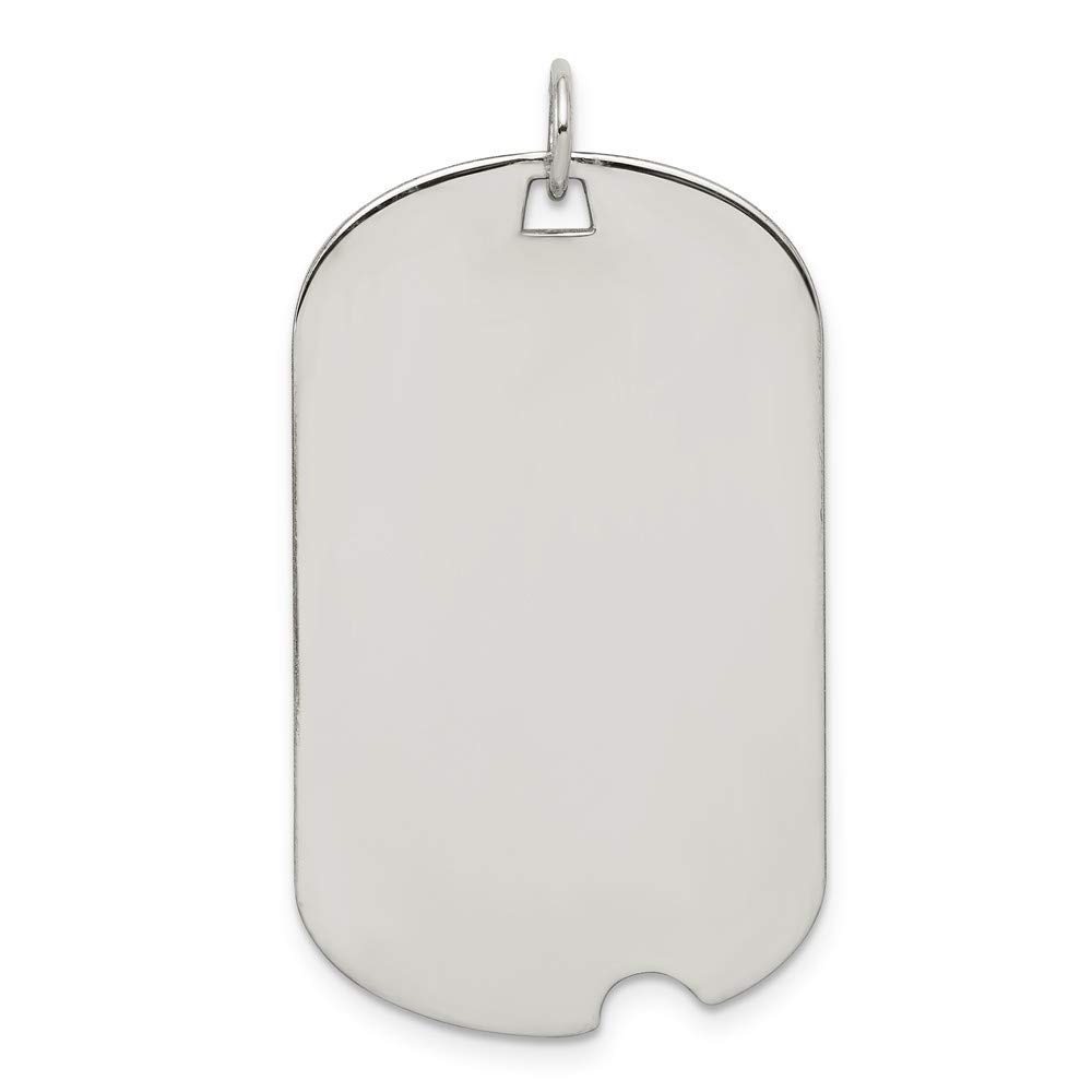 Jewels By Lux Sterling Silver Rhodium-Plated Engraveable Dog Tag Charm - Personalized Pet Memorial Gift for Dogs & Cats