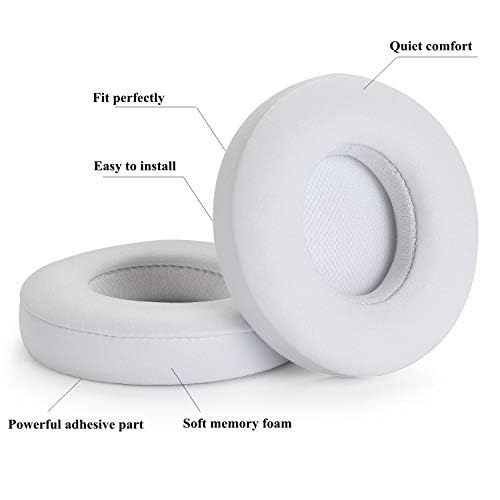 Premium Replacement Earpad Covers for Beats Solo 2.0 & 3.0 Headphones - Soft Memory Foam Ear Cushion Pads (1 Pair, White) - Perfect for Gaming, Music & Travel Comfort