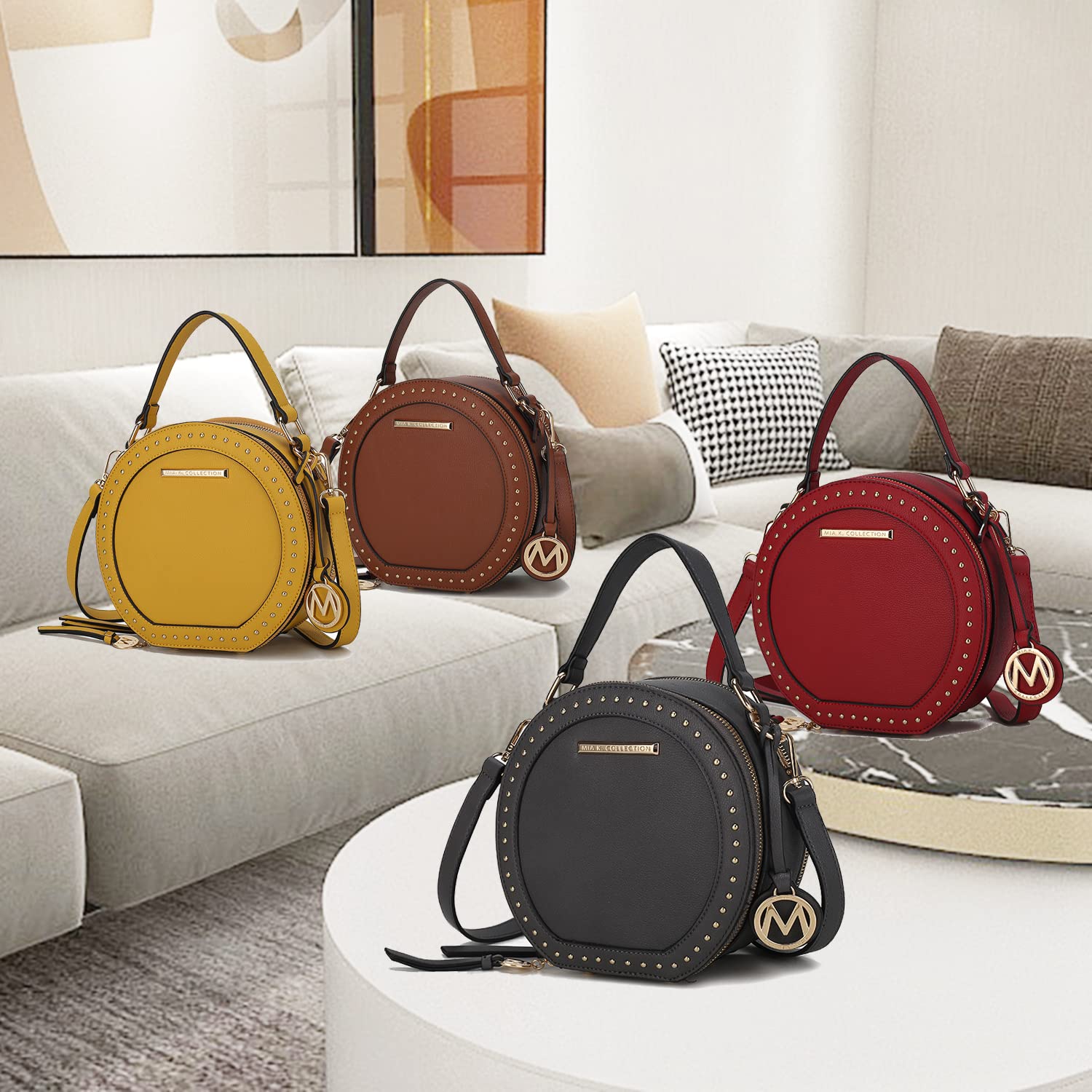 MKF Collection Vegan Leather Round Crossbody Bag for Women - Stylish Circle Shoulder Purse by Mia K | Perfect for Casual Outings, Date Nights & Travel Accessories