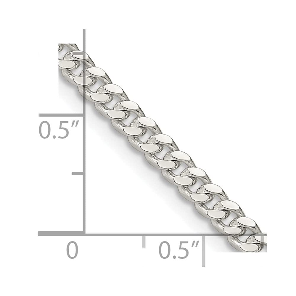 Diamond2Deal Sterling Silver 3.25mm Domed Curb Chain Necklace for Women - Elegant Layered Jewelry for Everyday Wear, Gift Giving & Special Occasions