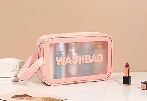 VATTU Clear Toiletry Bag - Waterproof PVC Cosmetic & Makeup Organizer for Women | Travel Essentials, Gym, Beach & Daily Use (Portable with Handle)