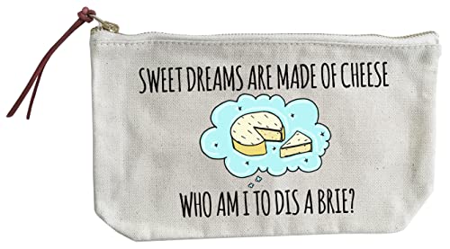 Moonlight Makers Sweet Dreams Cheese Print Canvas Zipper Pouch - Pencil Case, Makeup Bag, Toiletries Organizer for School, Travel & Cosmetics Storage | Perfect for Students, Artists & Travelers