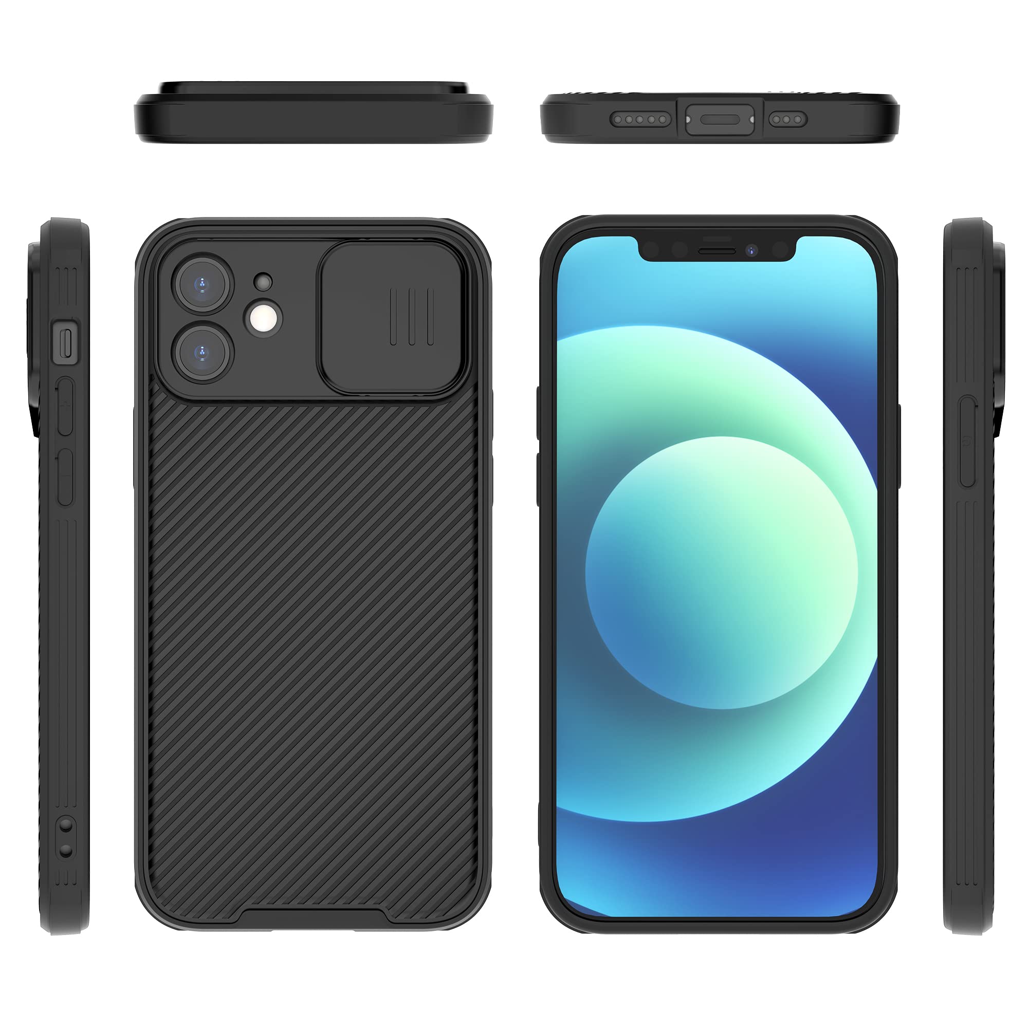 Hitaoyou Magnetic iPhone 12 Case with Slide Camera Cover - Slim Magsafe Compatible Protective Case for iPhone 12 (6.1 Inch) - Black | Perfect for Wireless Charging & Camera Protection in Daily Use, Travel & Outdoor Activities