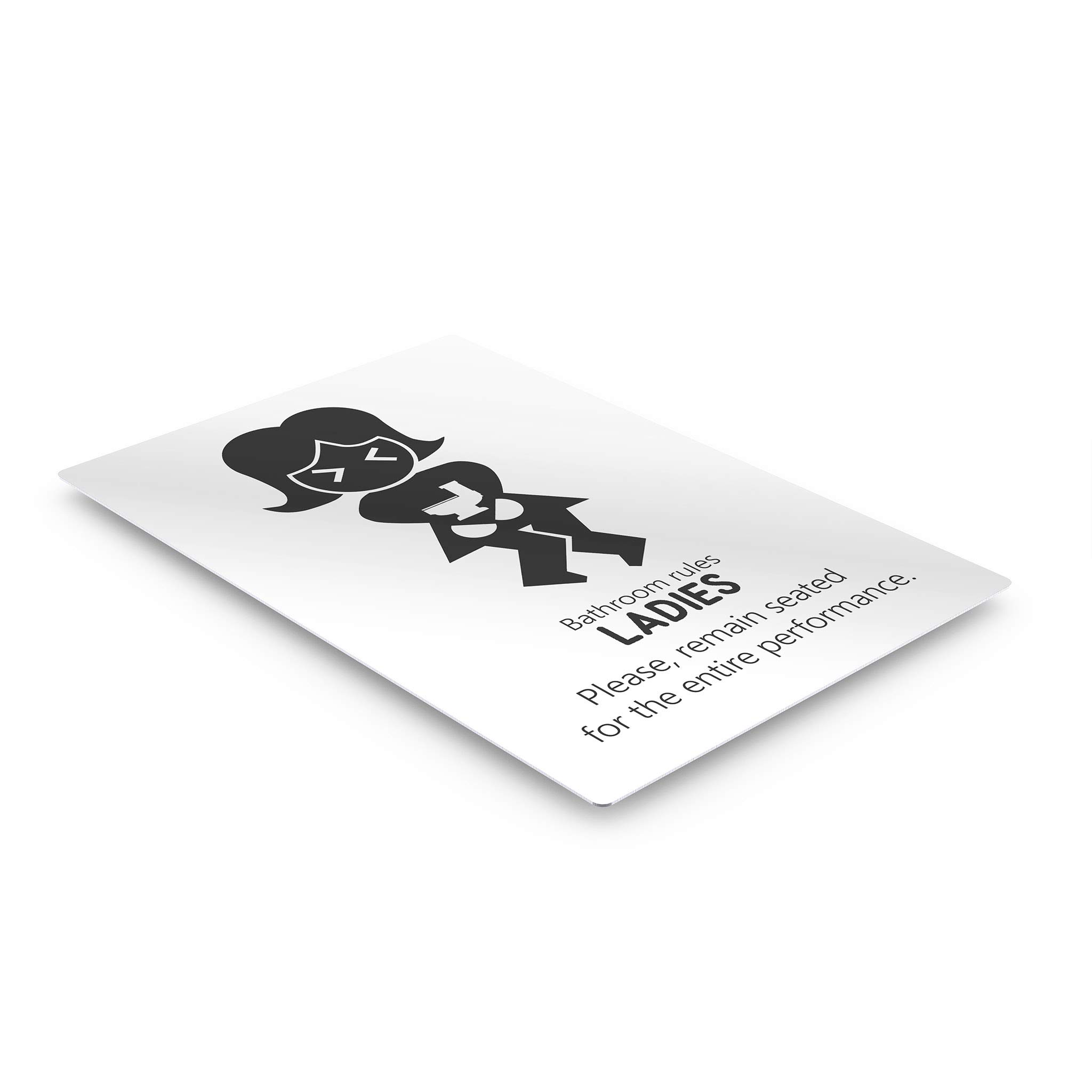 Funny Bathroom Sign - Smile Art Design 'Ladies Please Remain Seated' Metal Print Wall Art | 36x24 Inch Ready to Hang Bathroom Decor | Perfect for Powder Rooms, Guest Baths & Home Humor | Made in USA
