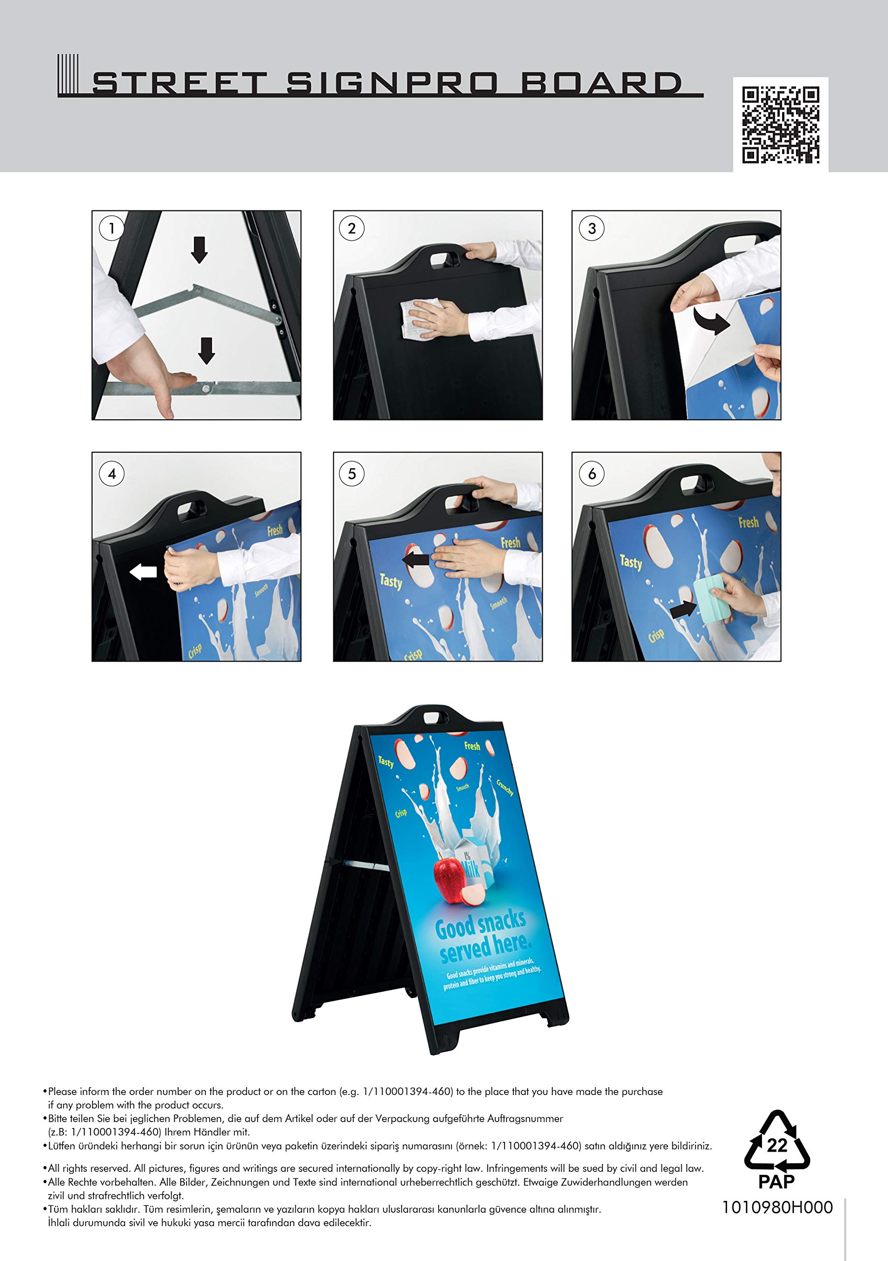 **M&T Displays 24x36 Inch Weatherproof A-Frame Sandwich Board - Double Sided Portable Sidewalk Sign for Restaurants, Cafes & Retail Stores - Perfect for Outdoor Advertising, Promotions & Events (3 Pack)**