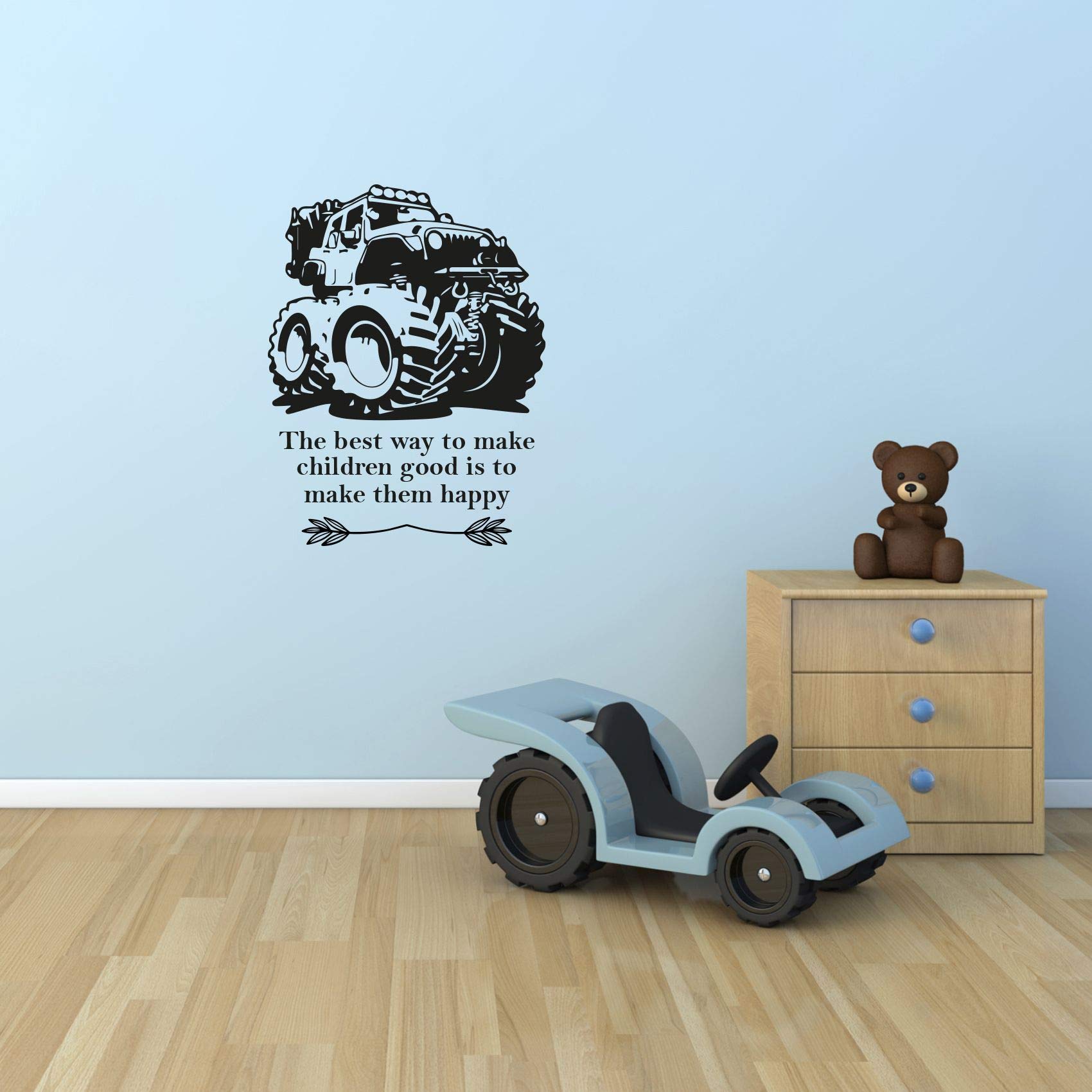 Monster Truck Wall Decal - 20x18 Inch Vinyl Sticker Art for Kids Room, Nursery, Bedroom & Kindergarten - Fun Home Decor for Boys & Girls - Perfect for Birthday Gifts & Playroom Decorations