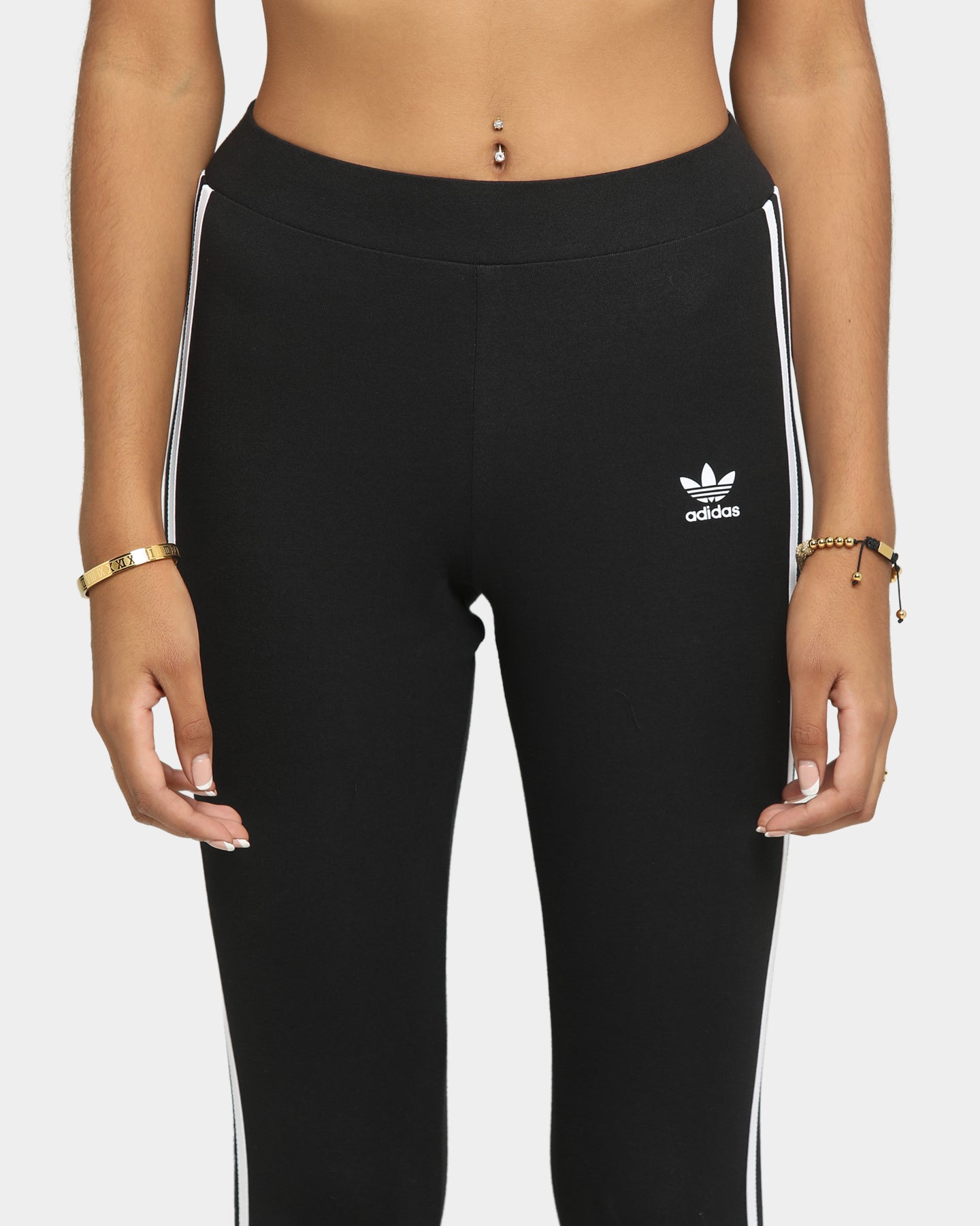 Adidas 3 Stripe Tight Black - Women's Yoga Pants for Running, Workout & Gym - High Waisted Leggings with Moisture Wicking Fabric