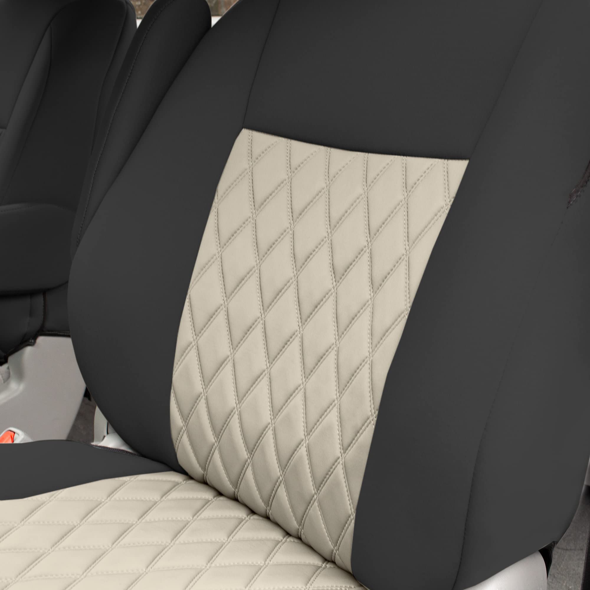 FH Group Custom Fit Car Seat Covers for 2011-2020 Toyota Sienna 7 Passenger - Waterproof & Washable Neoprene Seat Cover Full Set in Beige | Perfect for Family Road Trips, Daily Commutes & Pet Protection