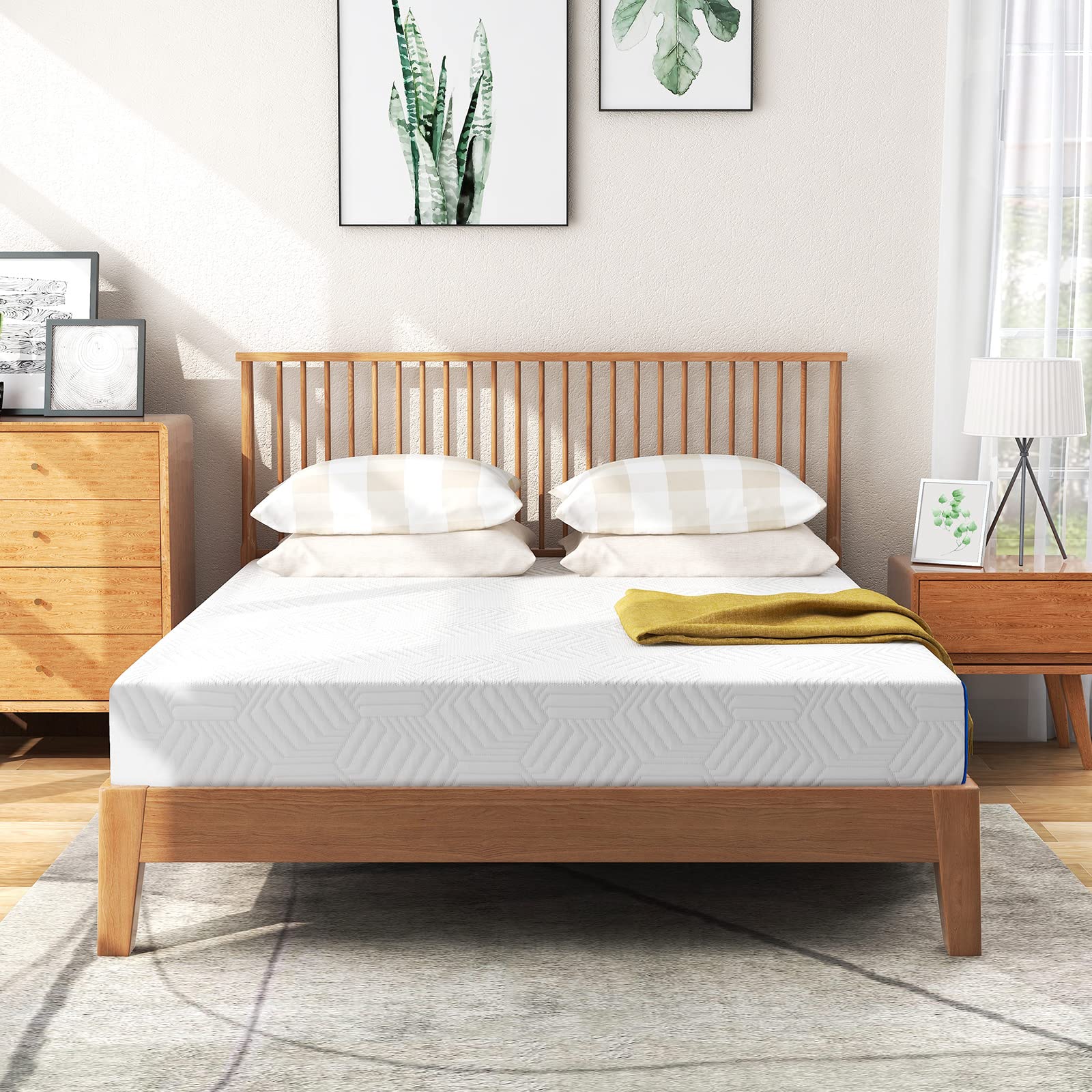 8 Inch Queen Size Green Tea Memory Foam Mattress - Medium Firm Support, CertiPUR-US Certified, Made in USA | Bed-in-a-Box for Easy Setup | Perfect for Guest Rooms, Dormitories & Apartment Living