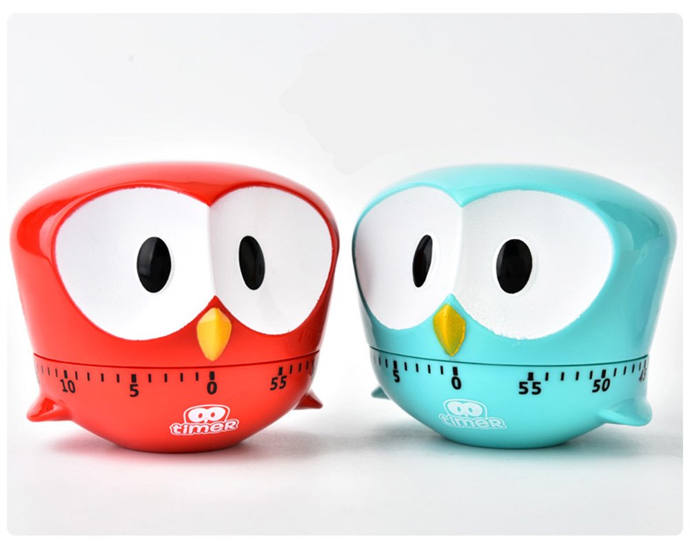 Big Eyed Eagle Cartoon Mechanical Kitchen Timer - 60 Minute Manual Cooking Timer with Loud Alarm, Countdown Clock for Baking, Cooking, and Kitchen Use (Blue)